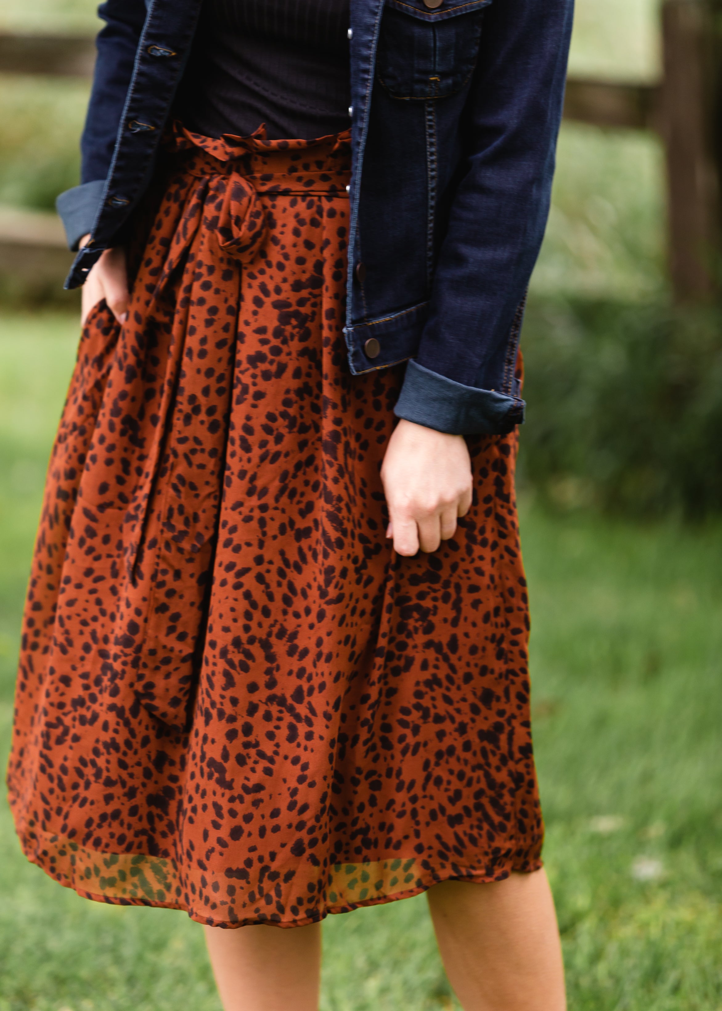 Animal Print Paper Bag Midi Skirt FINAL SALE Inherit Co