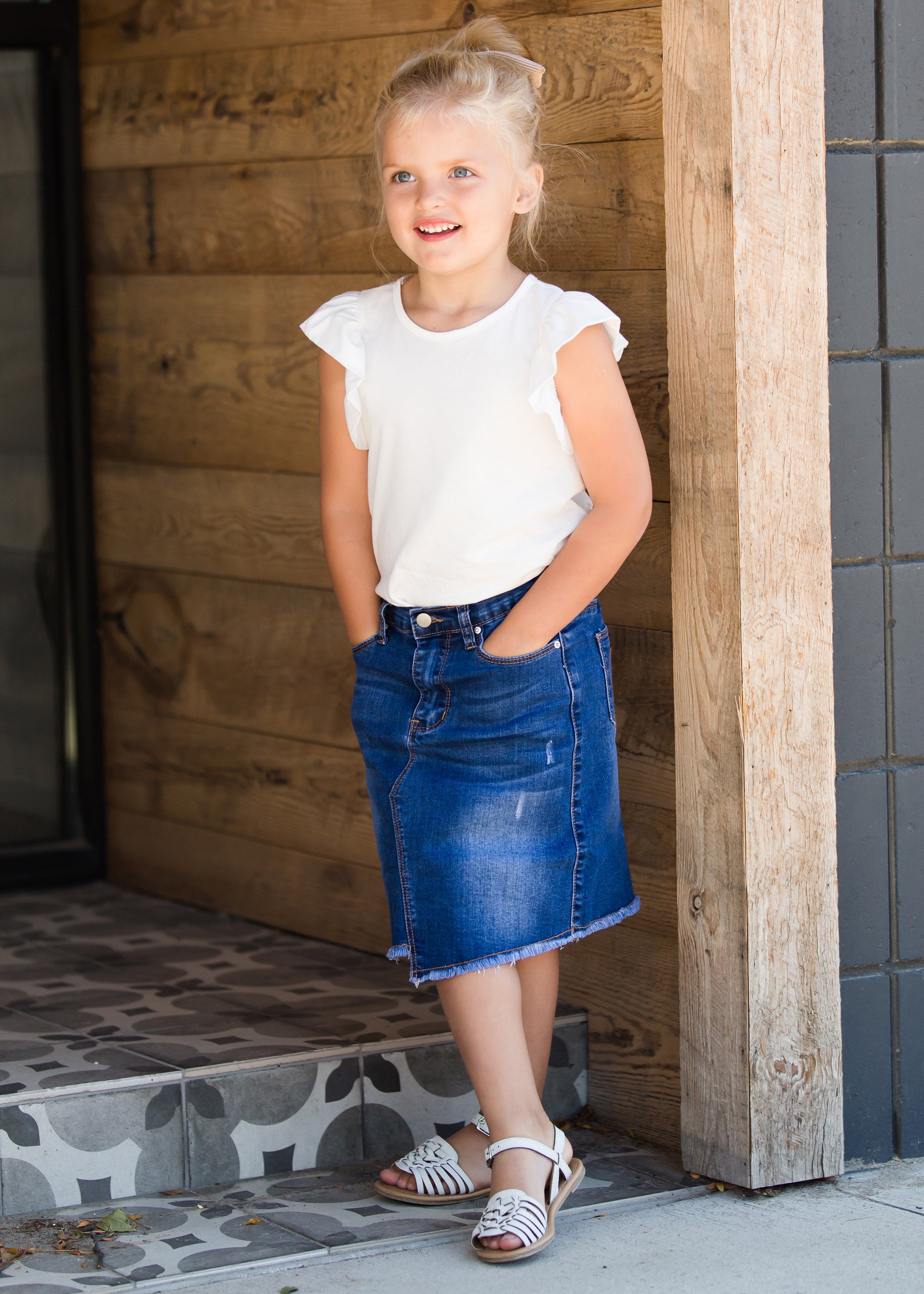 Inherit Clothing Company - Do you struggle to find modest, cute little girl  skirts? Thankfully that's behind us because we just launched a new girl's  midi denim skirt! Just when you thought