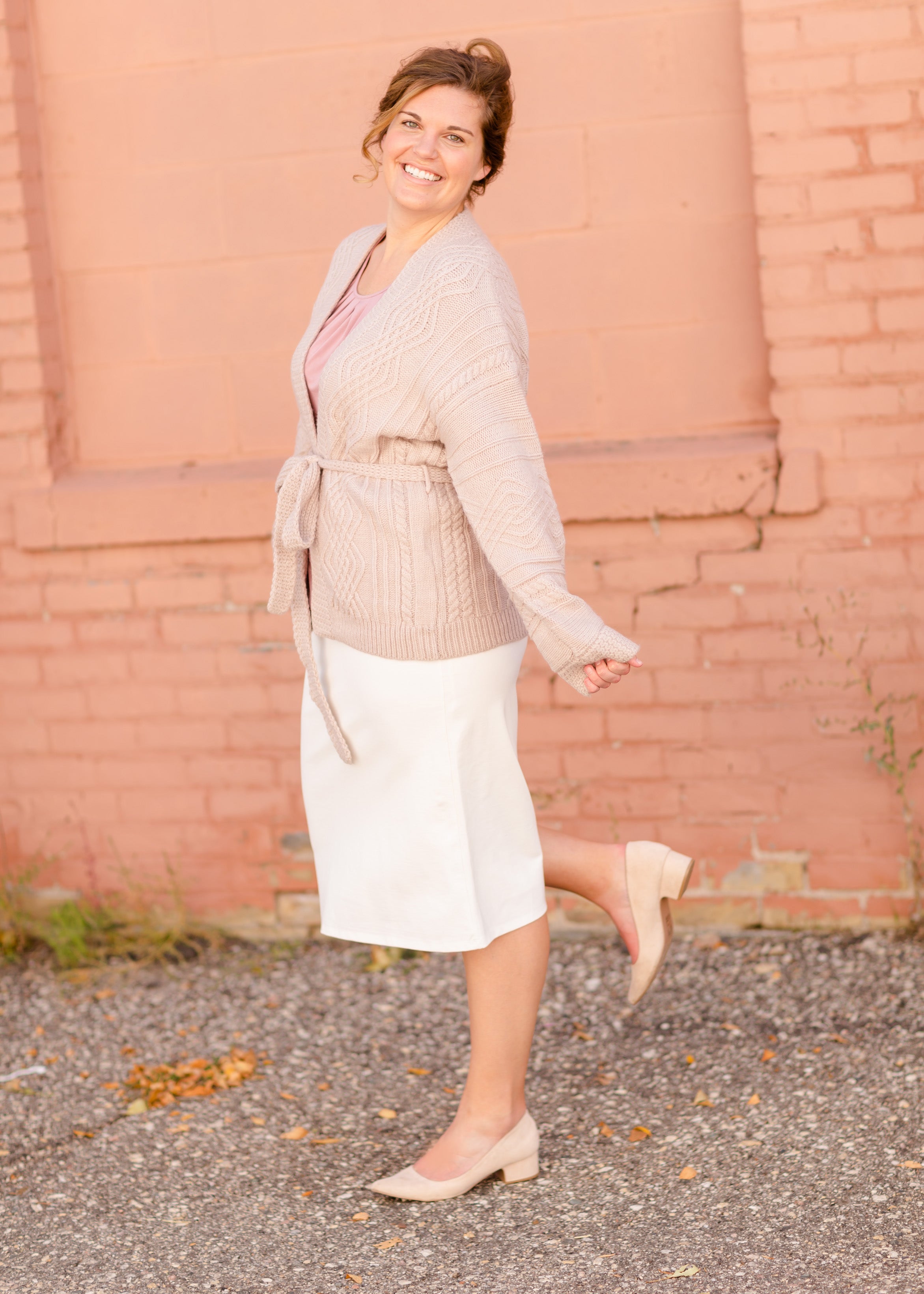 Belted cable knit outlet cardigan