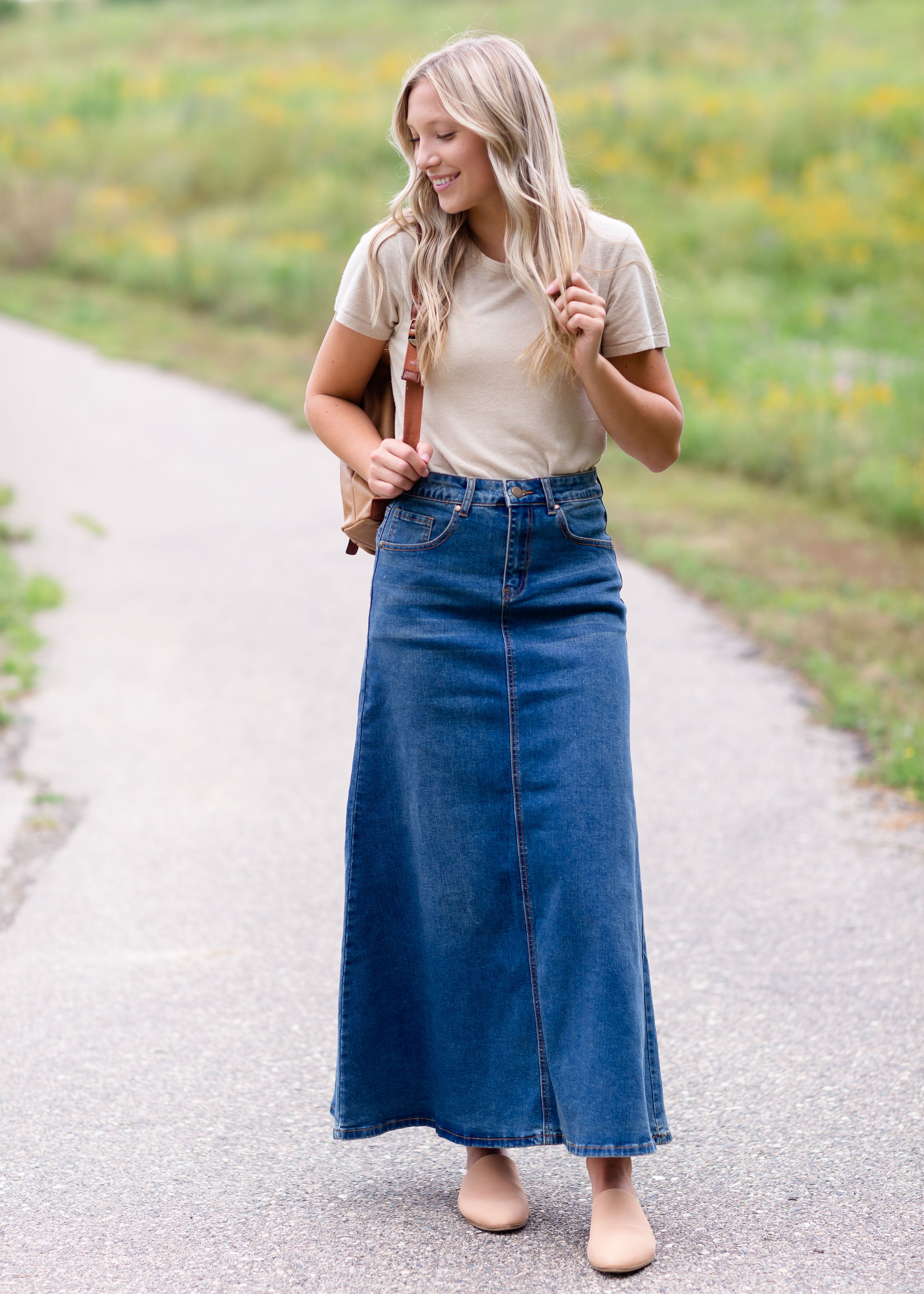 Amazon.com: Bollrllr Women's Long Blue Denim Skirt Retro High Waist Slit  Maxi Skirt Spring and Summer Straight Skirt Blue S : Clothing, Shoes &  Jewelry
