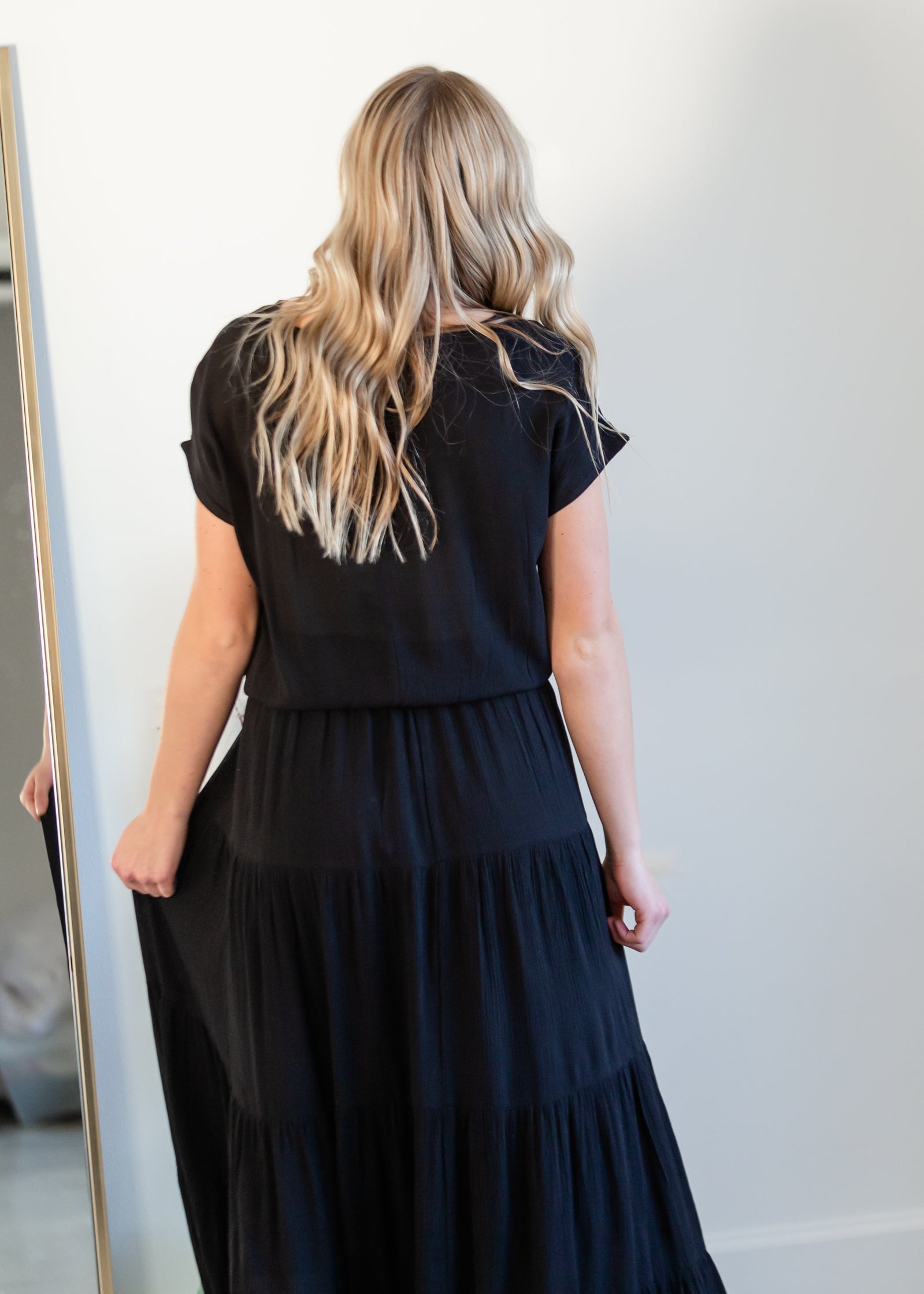 Black tiered ruffle maxi skirt best sale