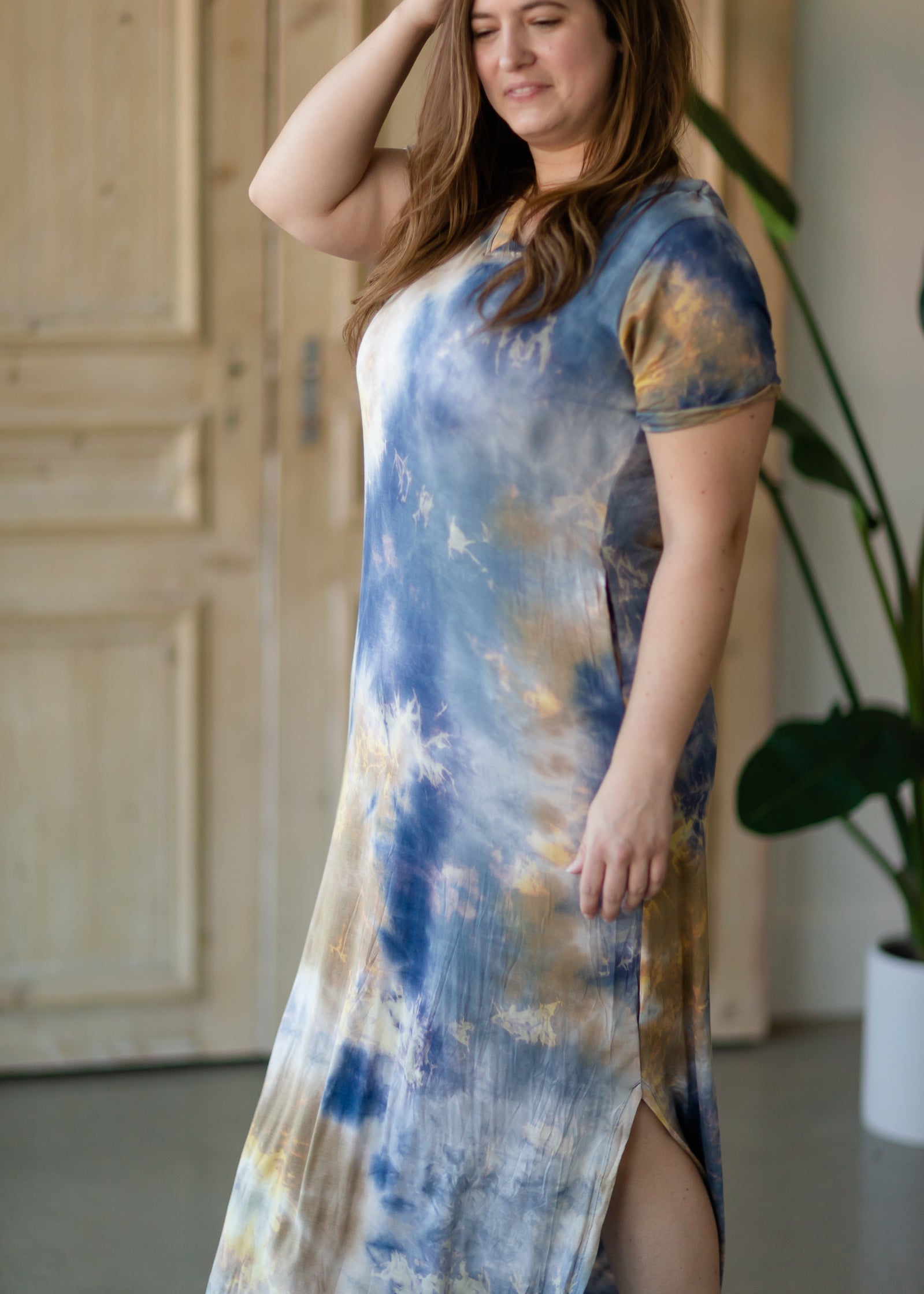 Tie dye maxi sales t shirt dress