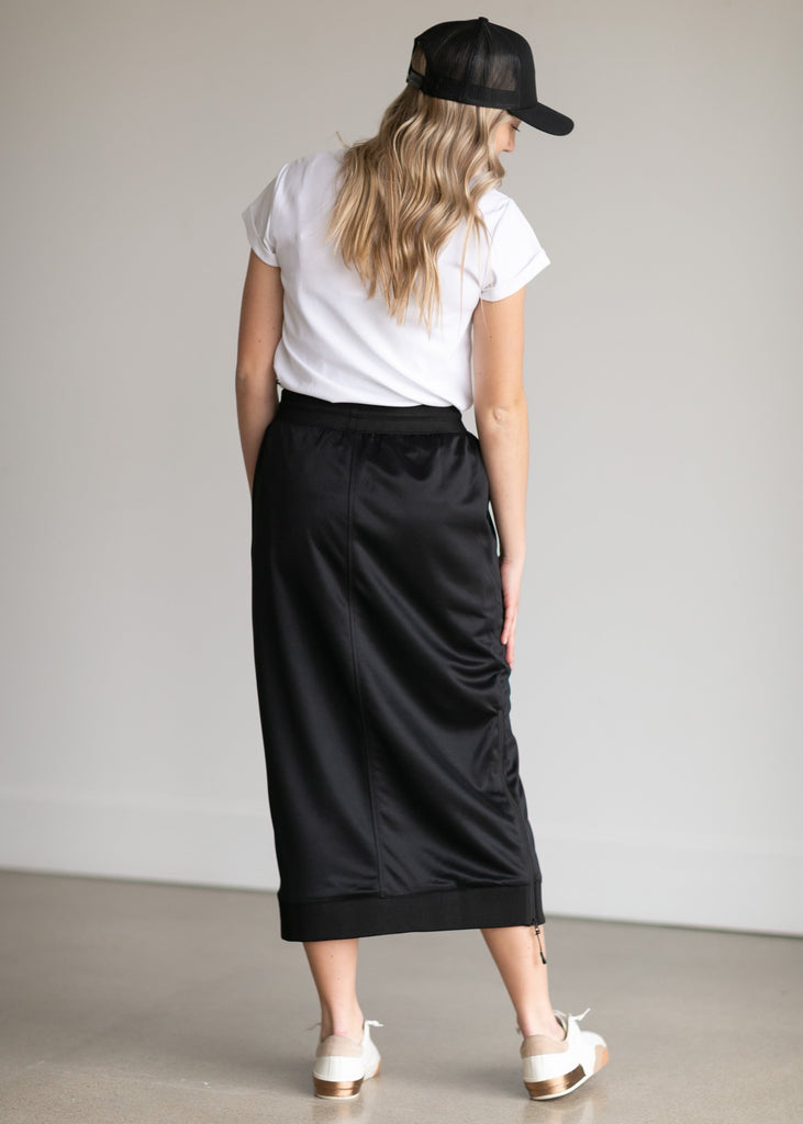 Side zipper outlet midi pencil skirt