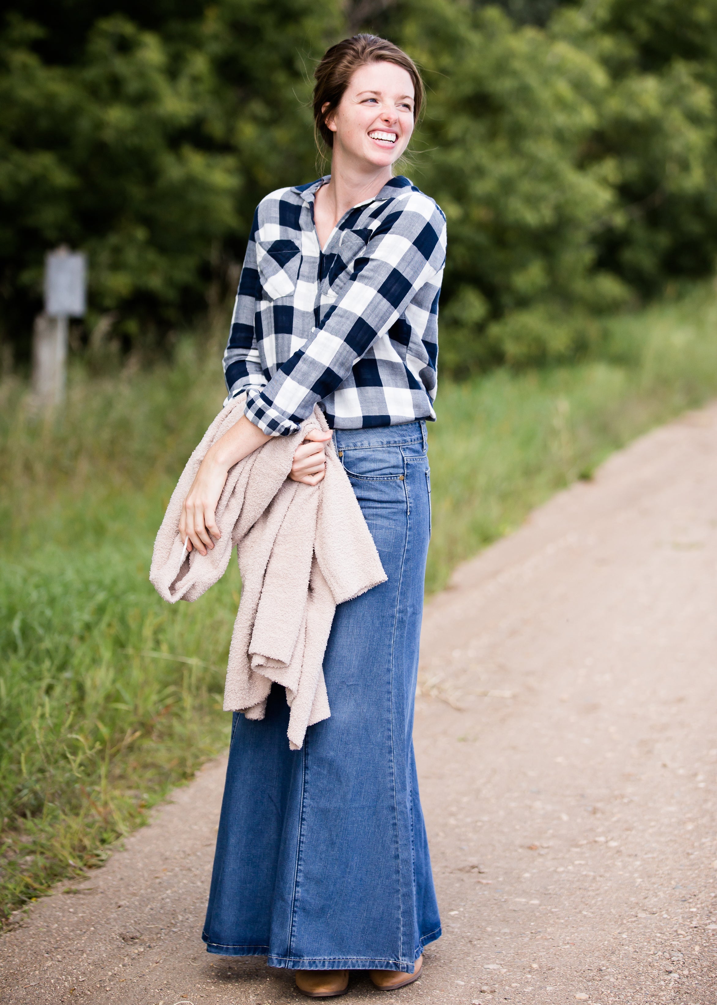 Buffalo plaid outlet maxi skirt