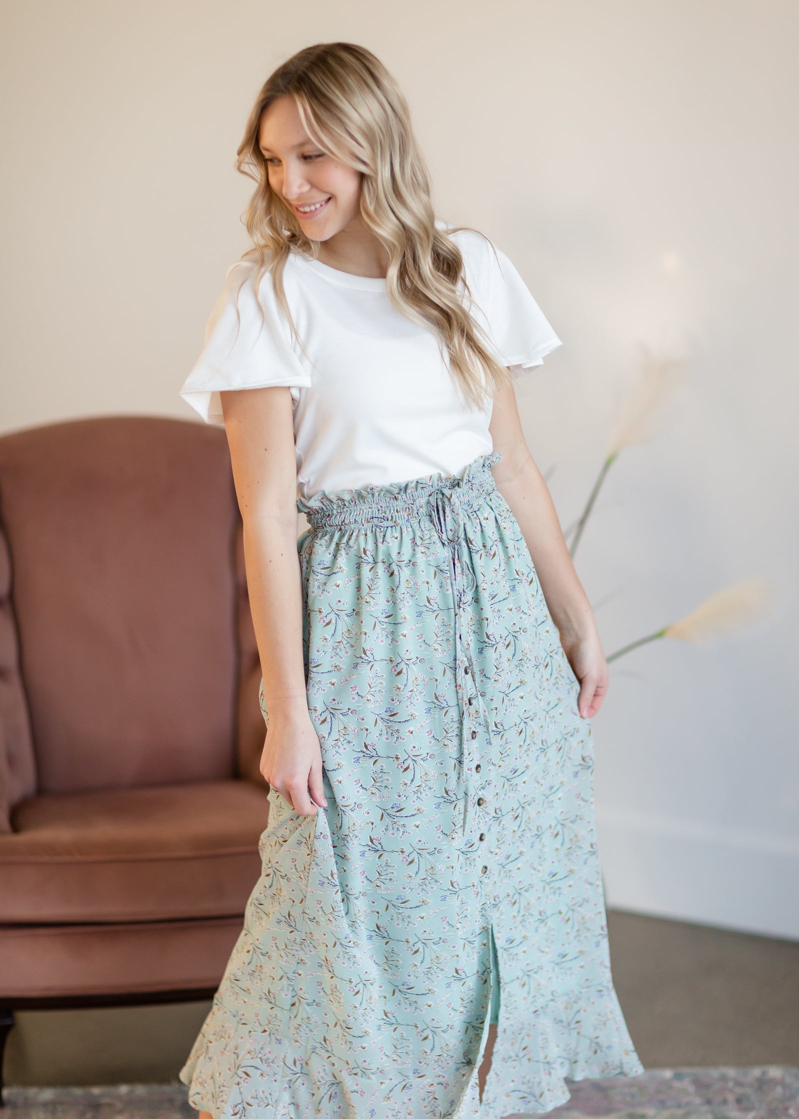 Foldover Waist Pull On Maxi Skirt - FINAL SALE – Inherit Co.