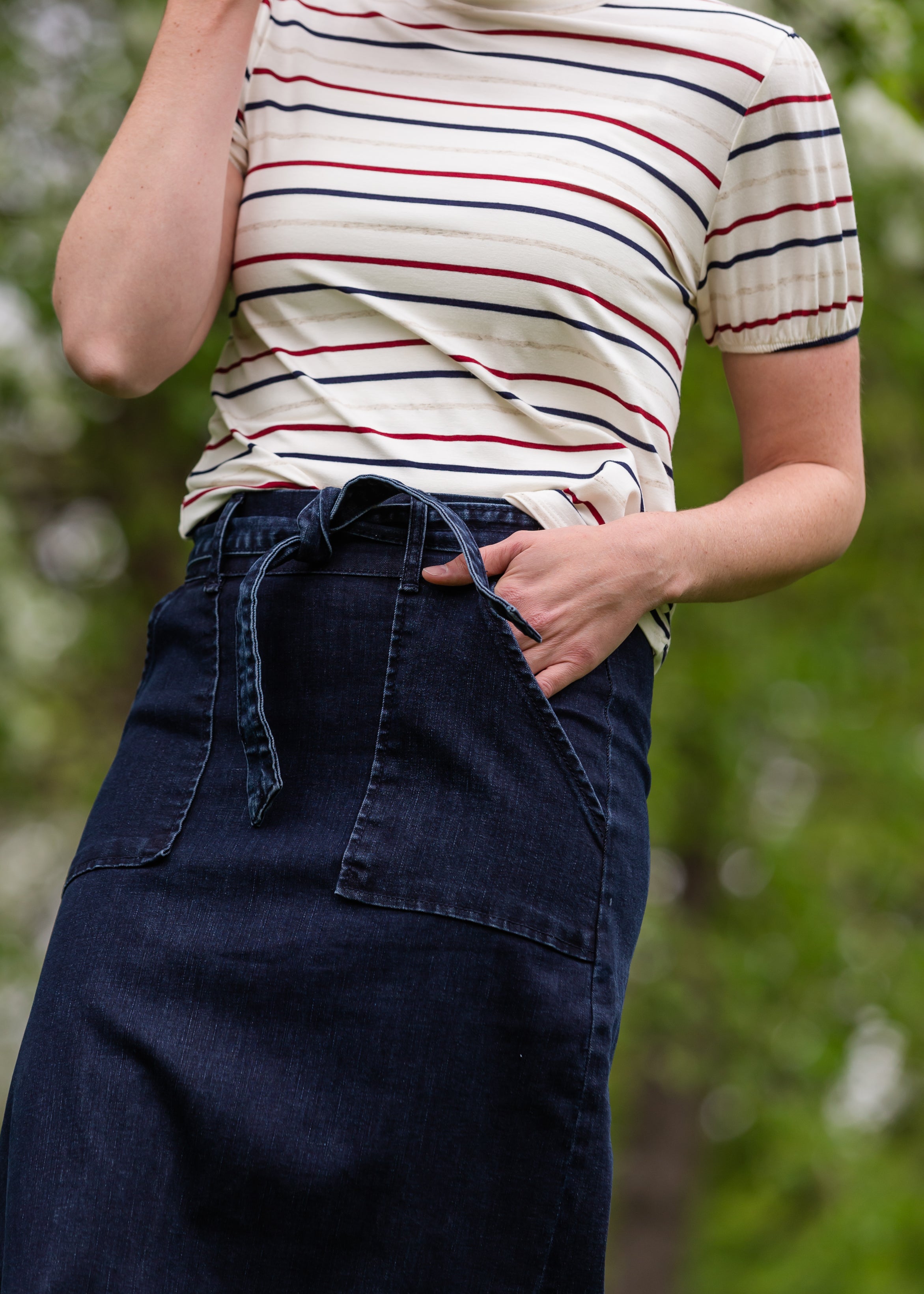 Paper bag 2024 wrap denim skirt