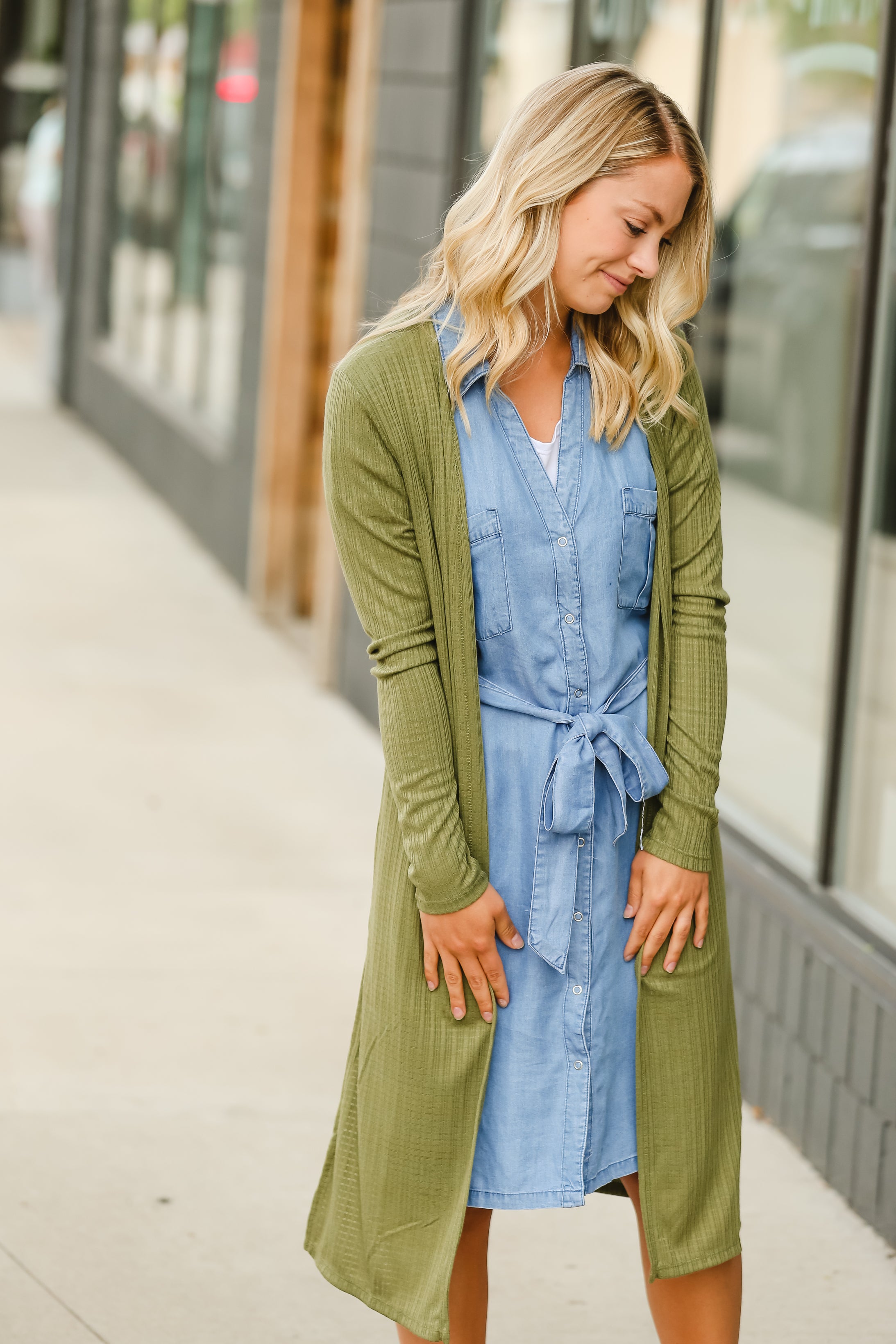 Chambray midi cheap dress