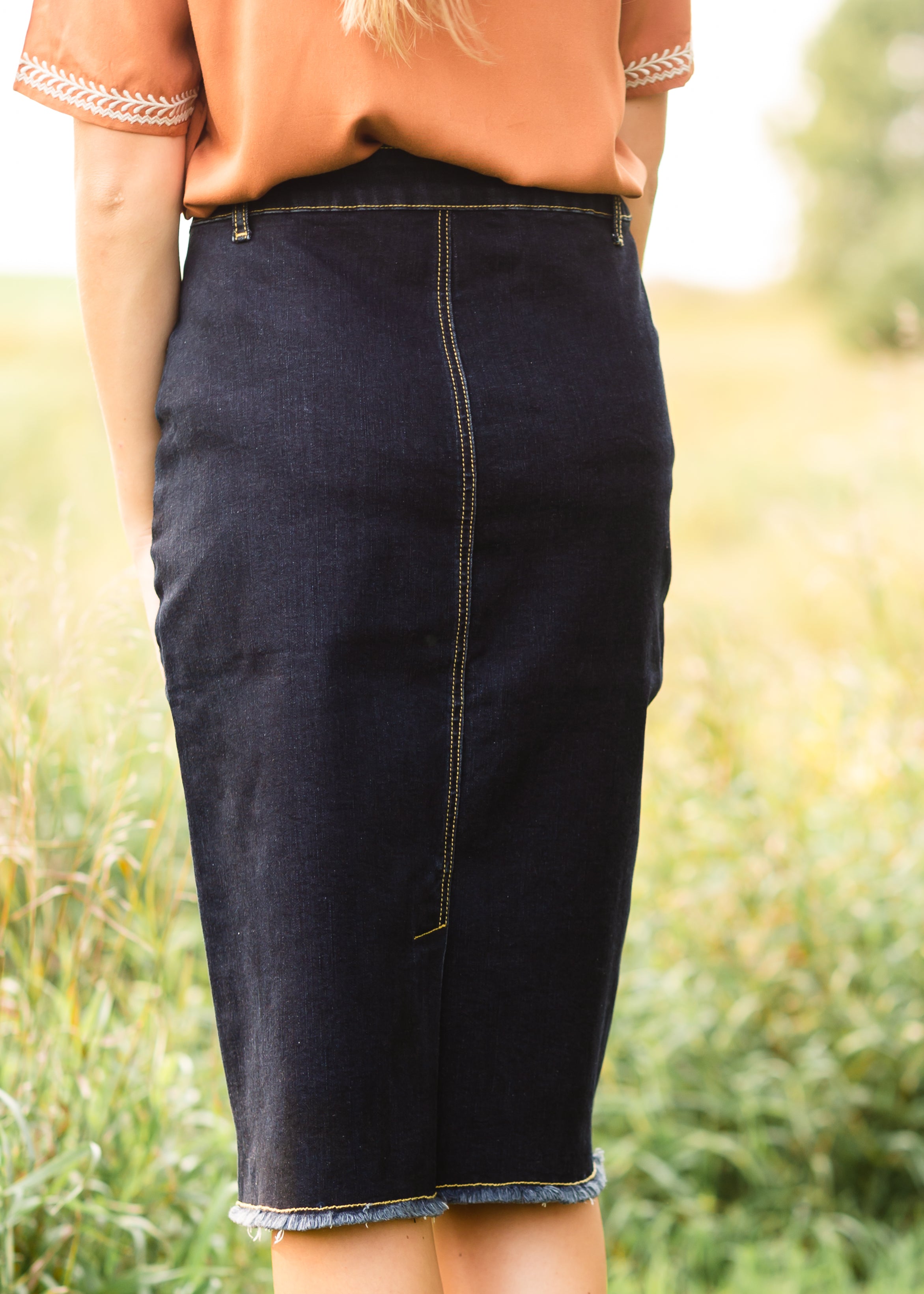 Women's Juniors/Plus Size Middle - Length Stretch Denim Pencil Skirt –  Fashion2Love