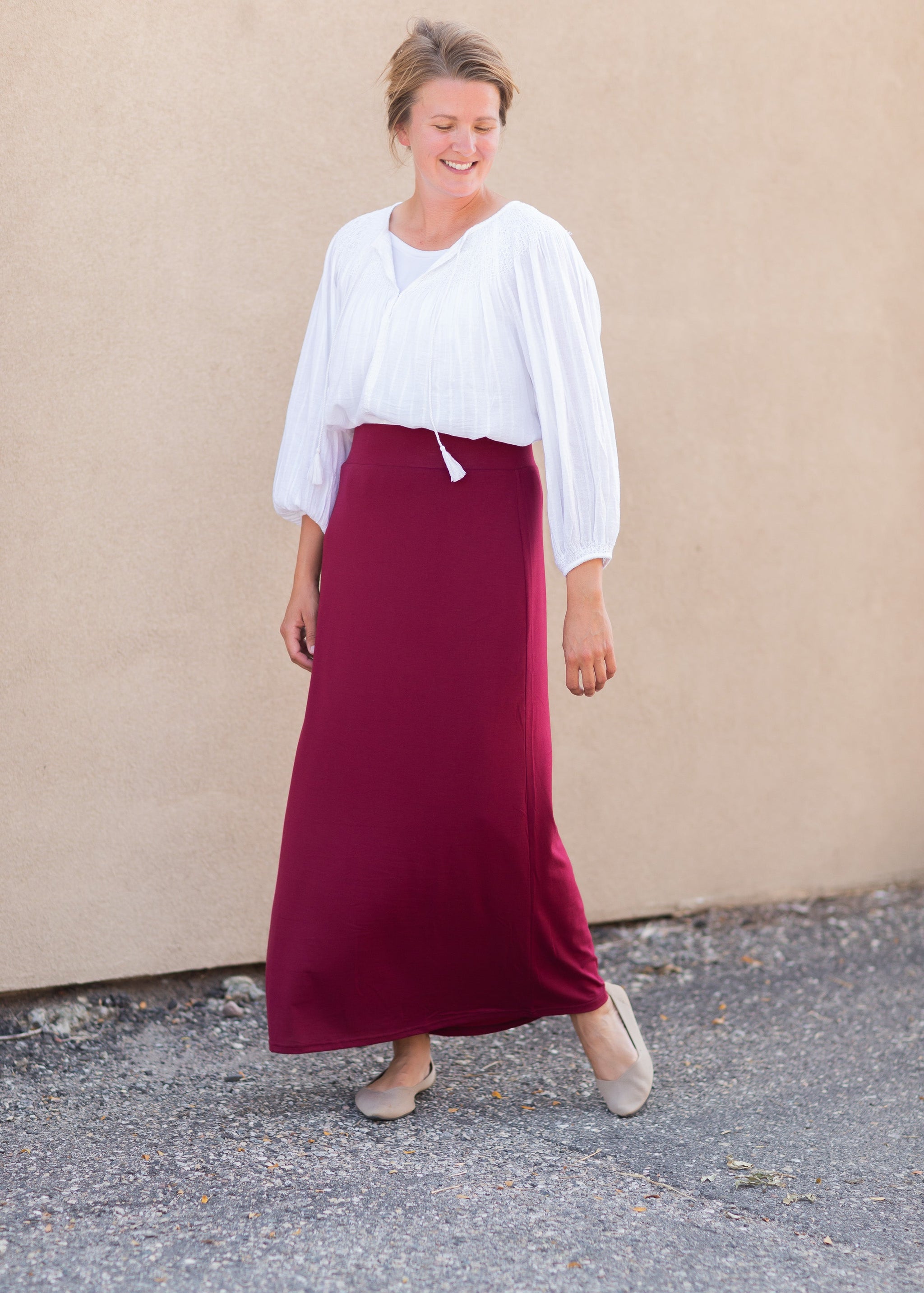 Clarise Burgundy Premium Knit Maxi Skirt Final Sale Inherit Co 1882