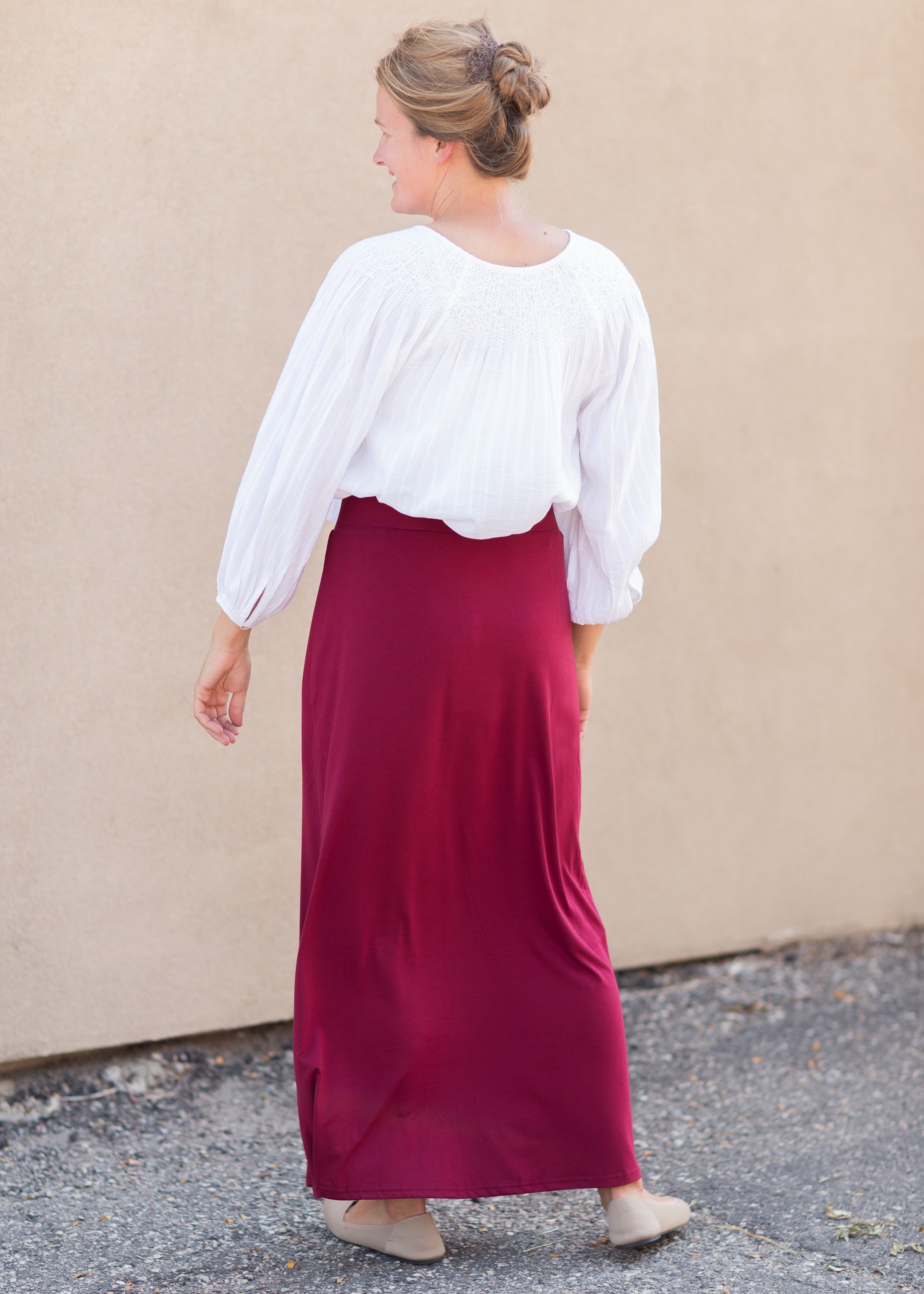 Clarise Burgundy Premium Knit Maxi Skirt Final Sale Inherit Co 4804