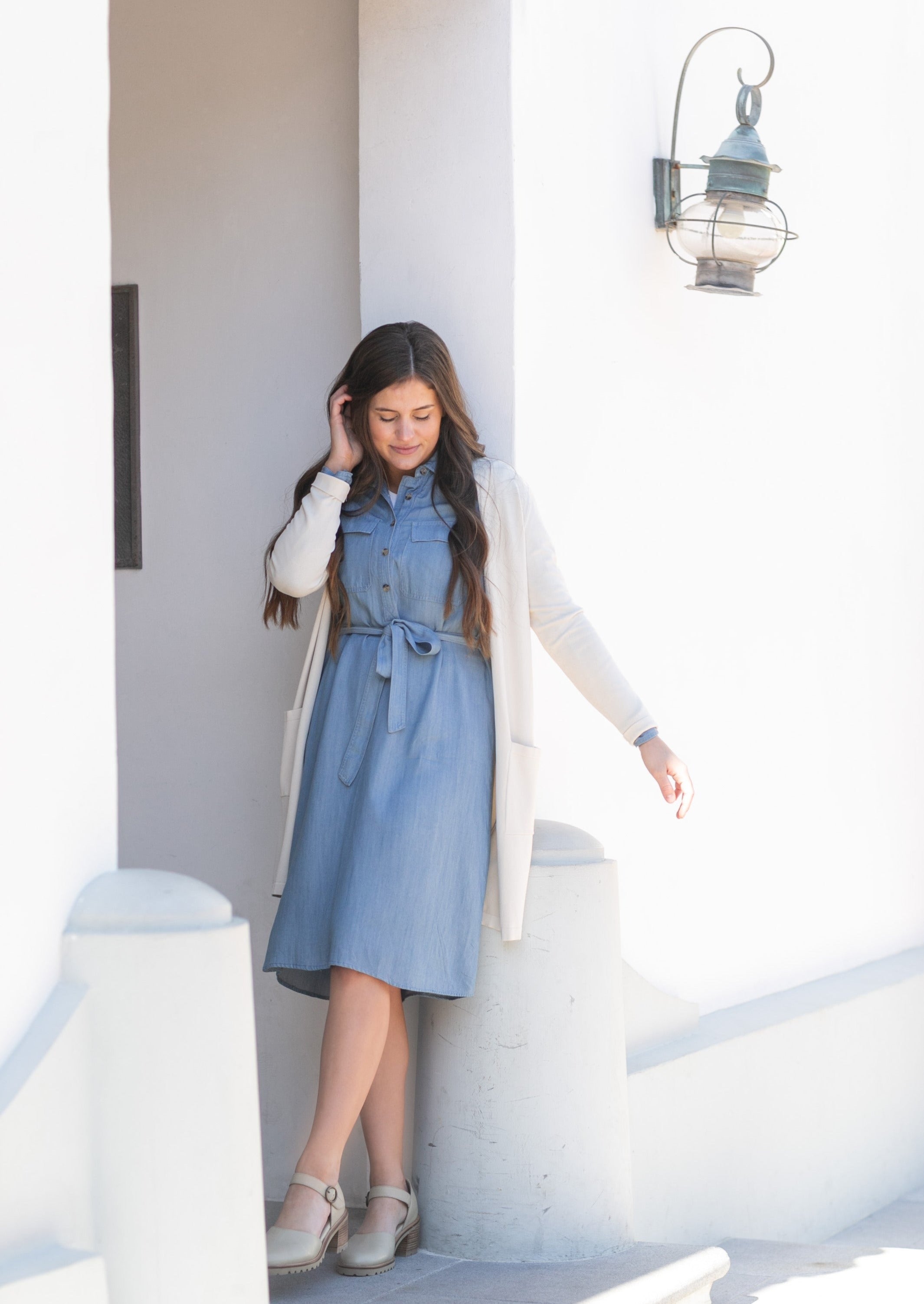 Women's Clearance Denim Chambray Shirt Dress made with Organic Cotton | Pact