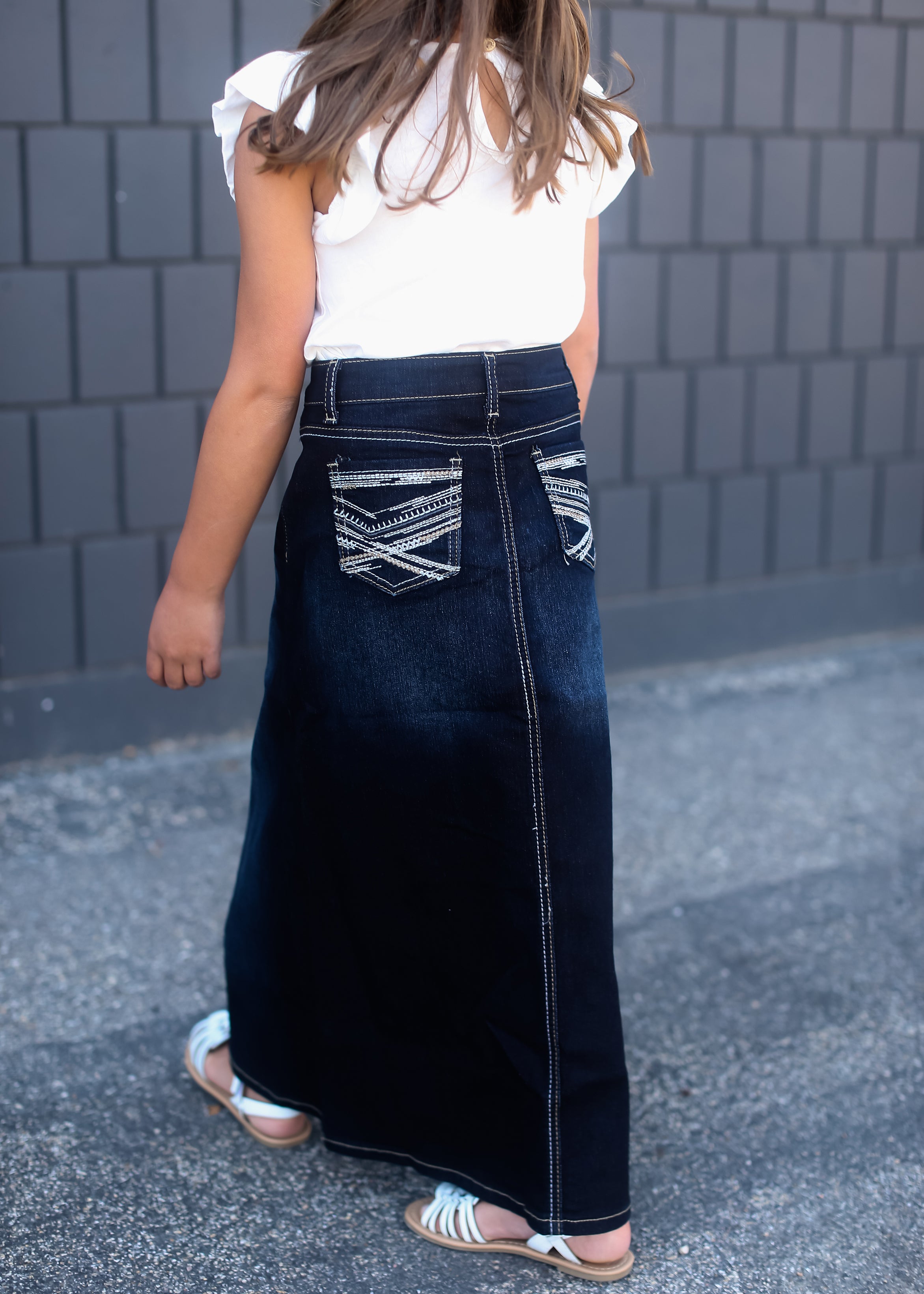 Contrast stitch 2024 denim skirt