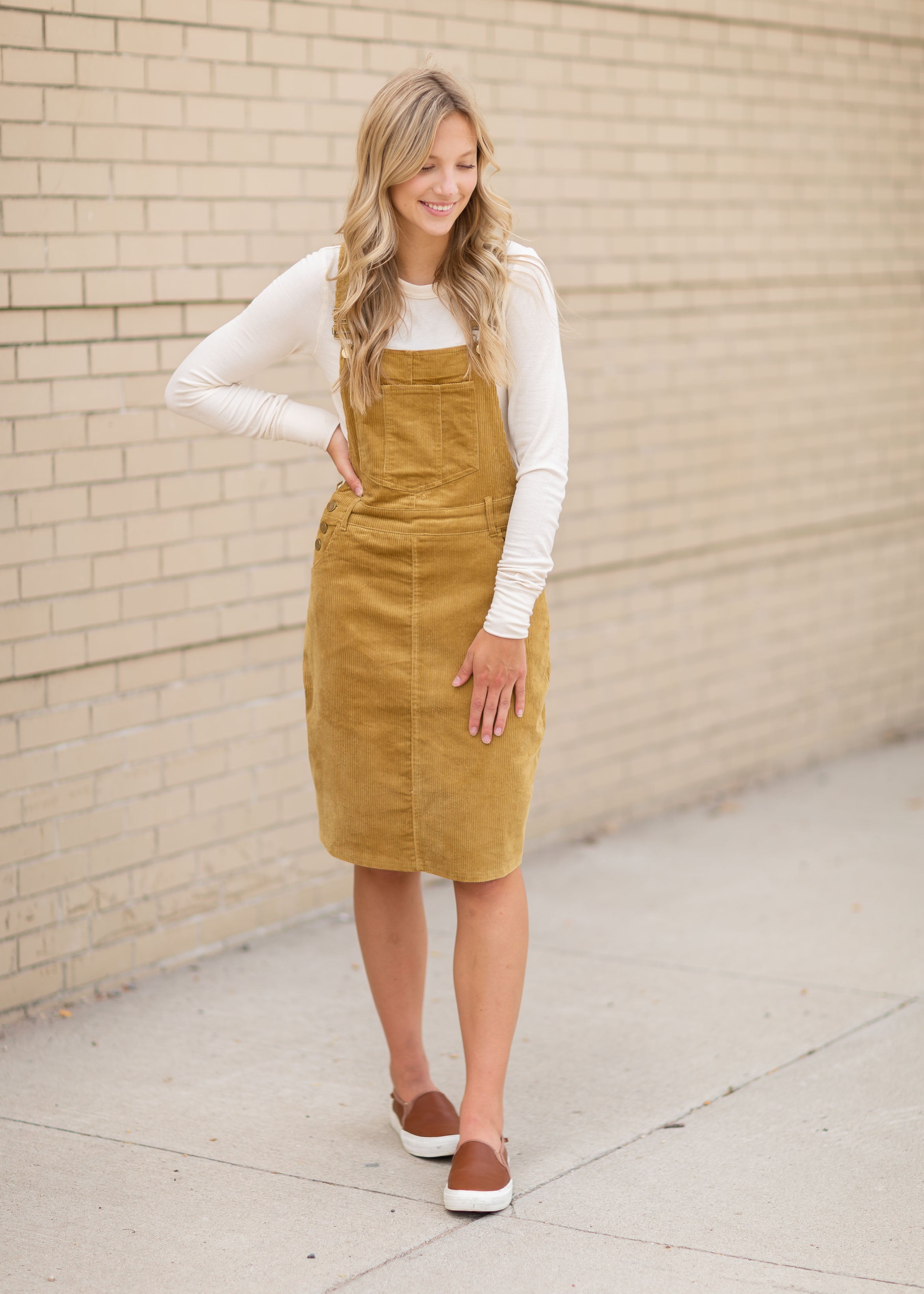 Mustard overall skirt best sale