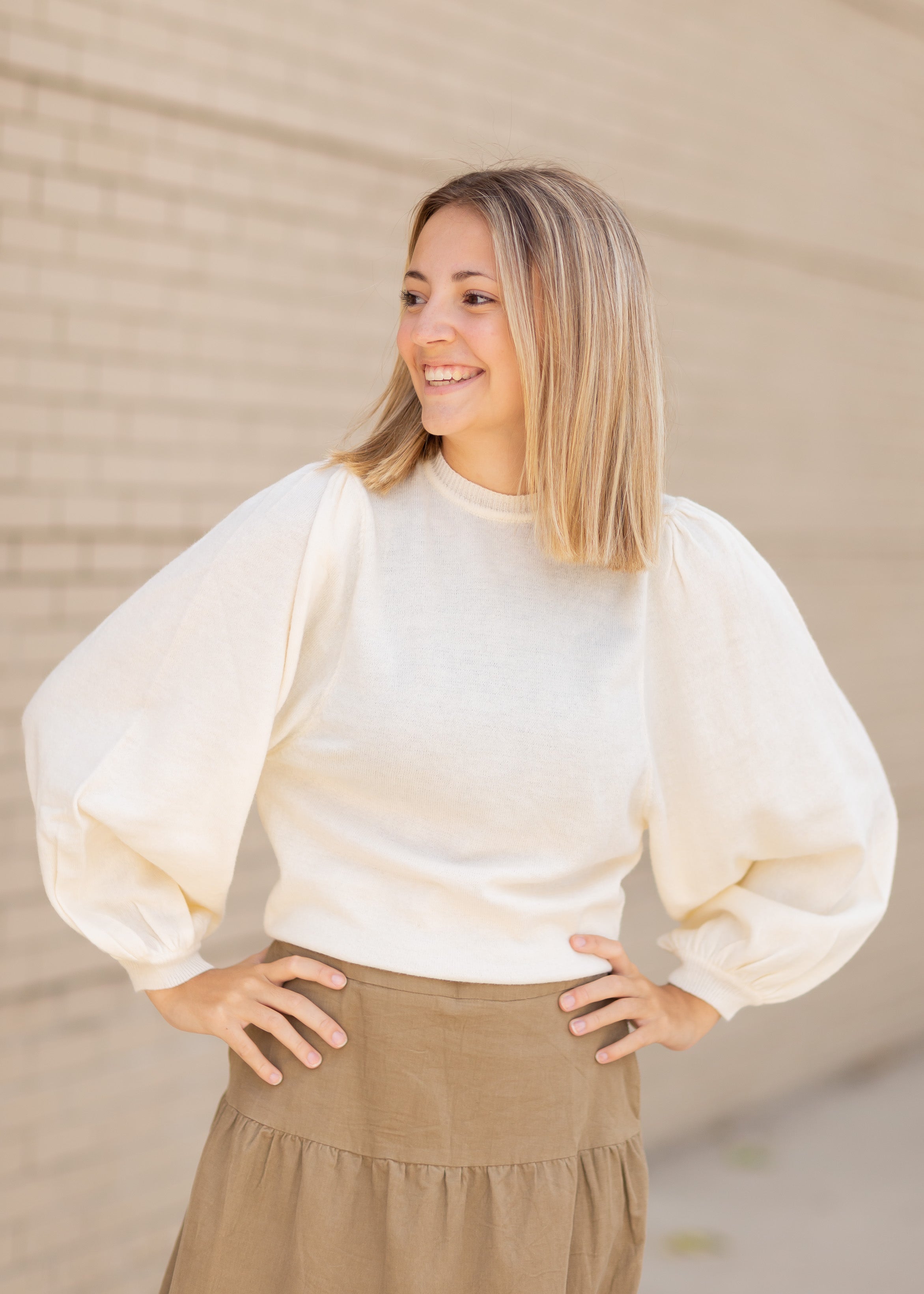 Cream Balloon Sleeve Sweater - FINAL SALE – Inherit Co.