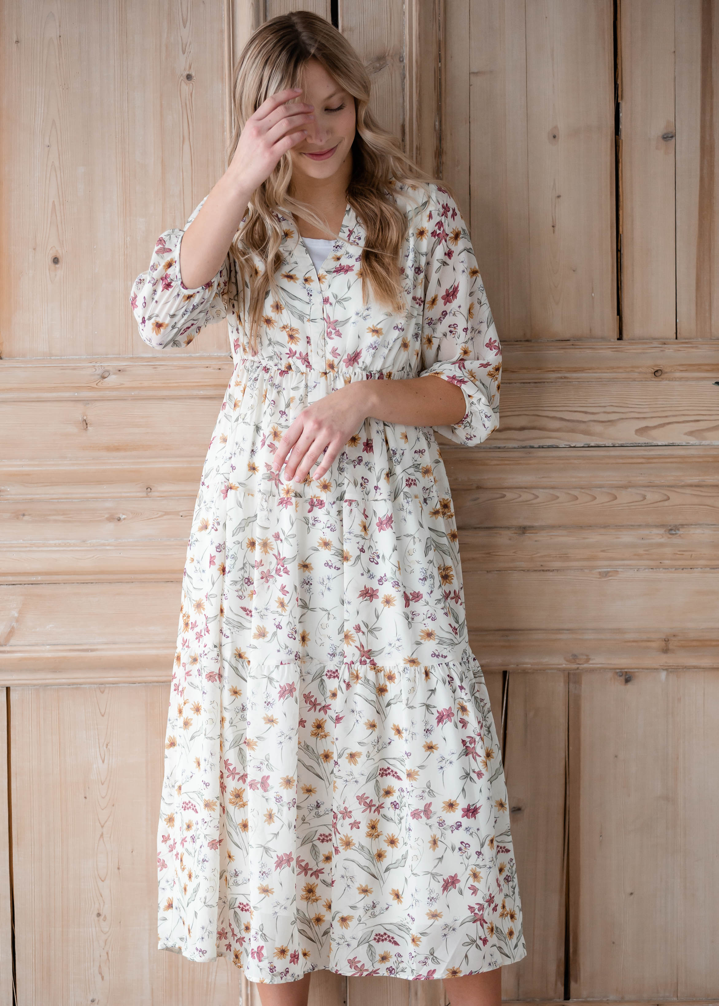 Cream tiered clearance dress