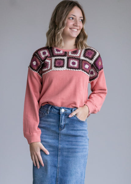 Crochet Yoke Pullover Sweater - FINAL SALE – Inherit Co.