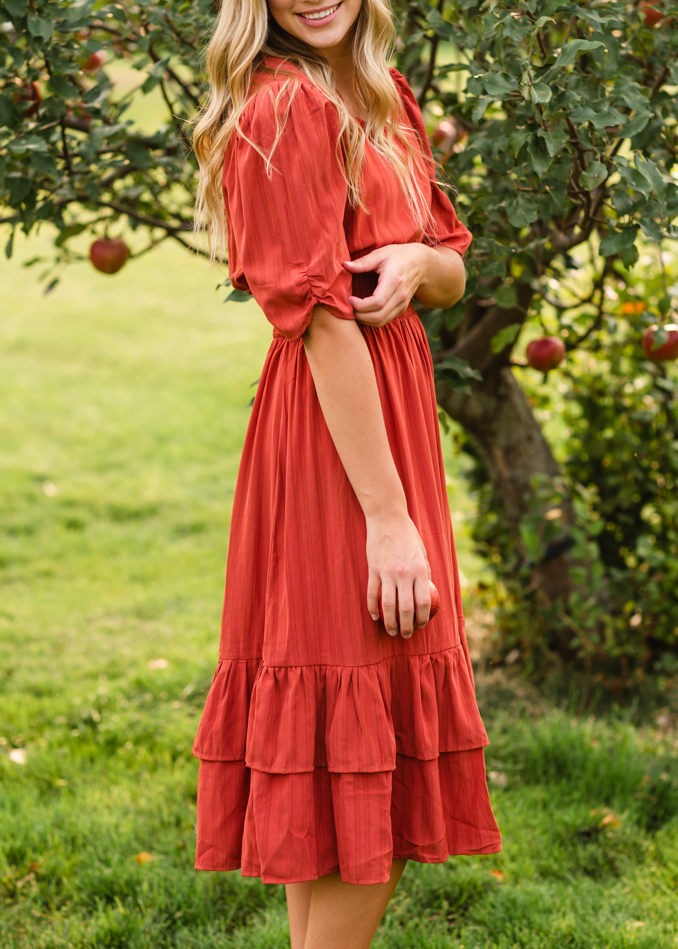 Coral ruffle dress best sale