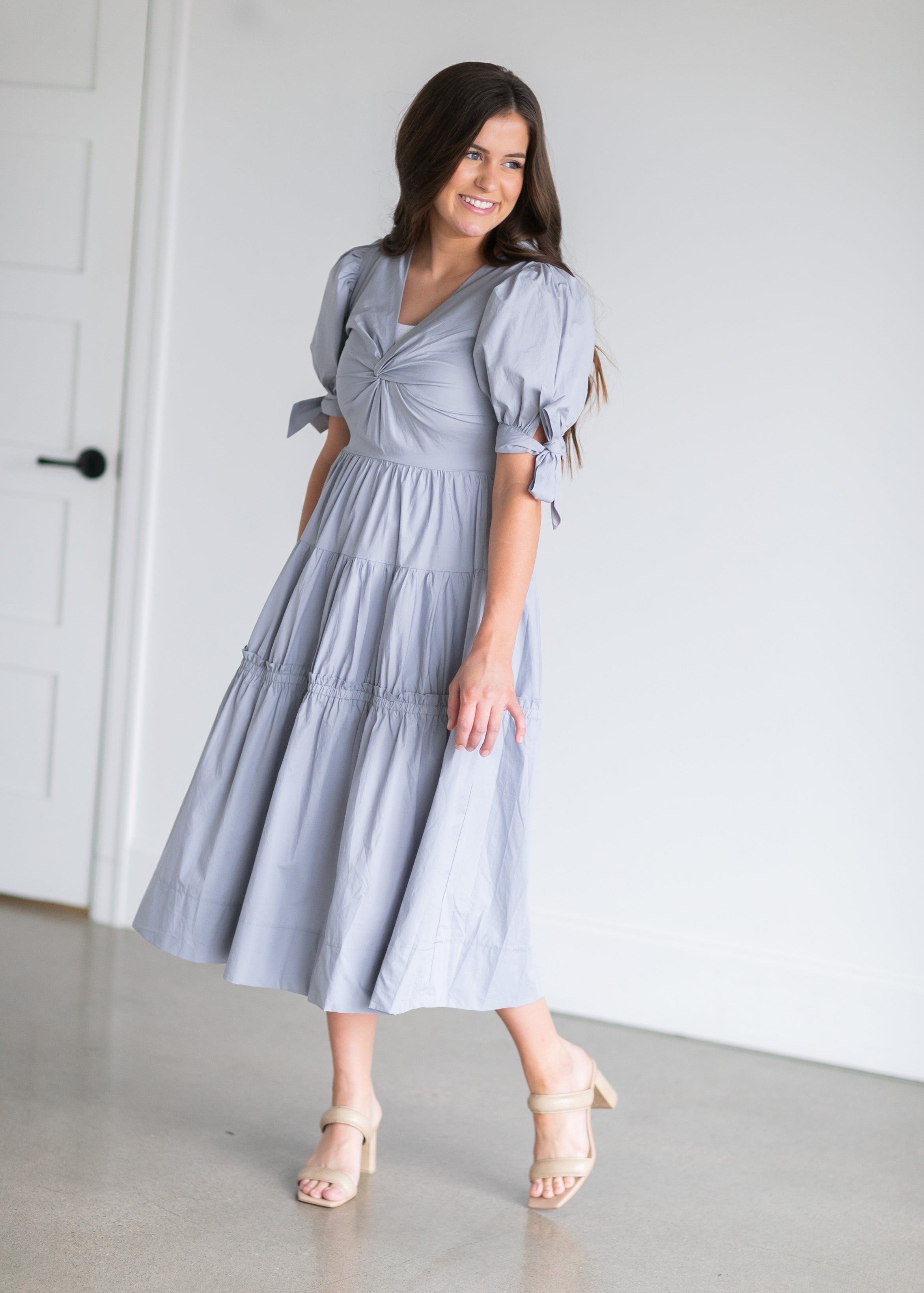 Dusty blue 2024 dress midi