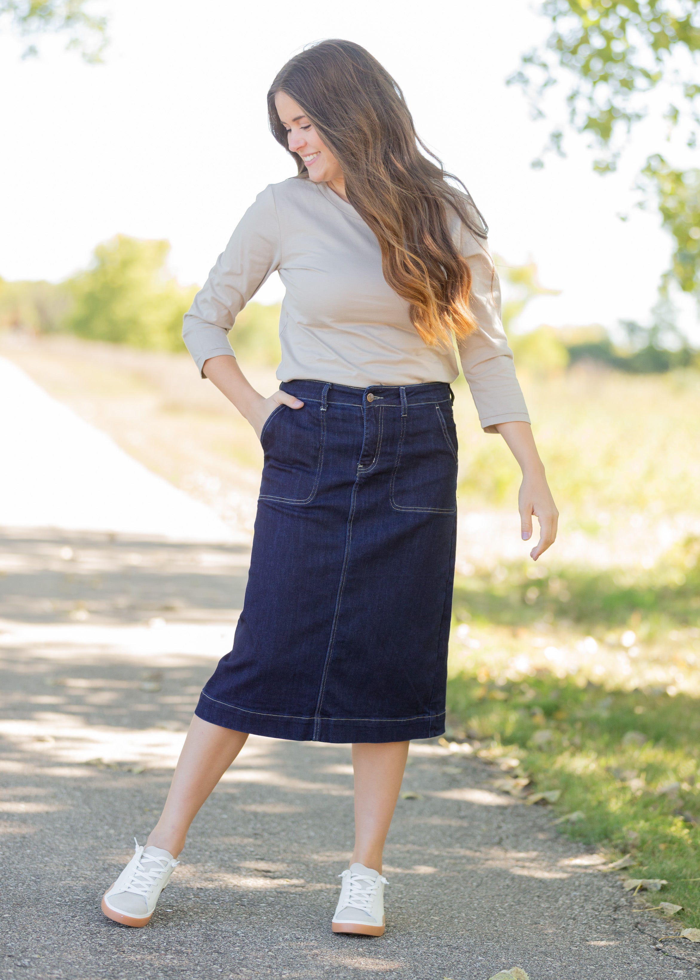 Denim Skirt - Medium Blue – Apricot Lane Boutique - Ridgewood