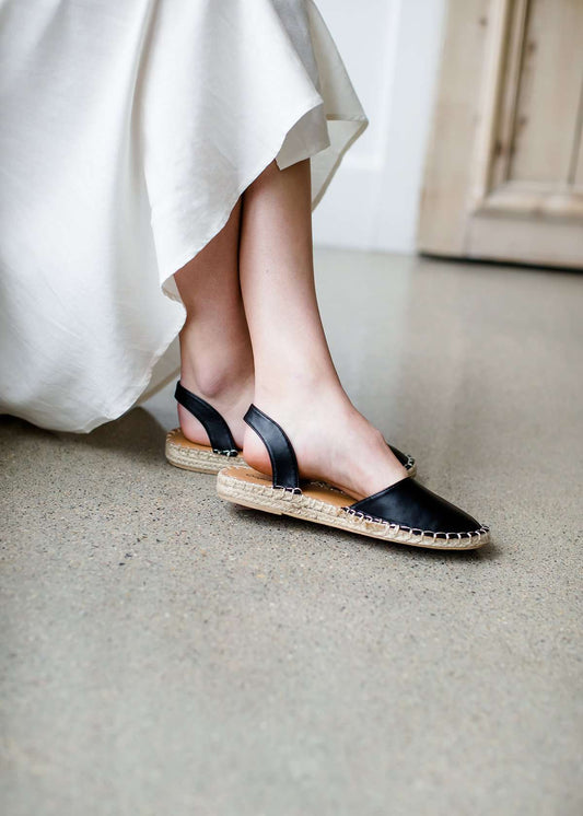 black espadrille strapped heel