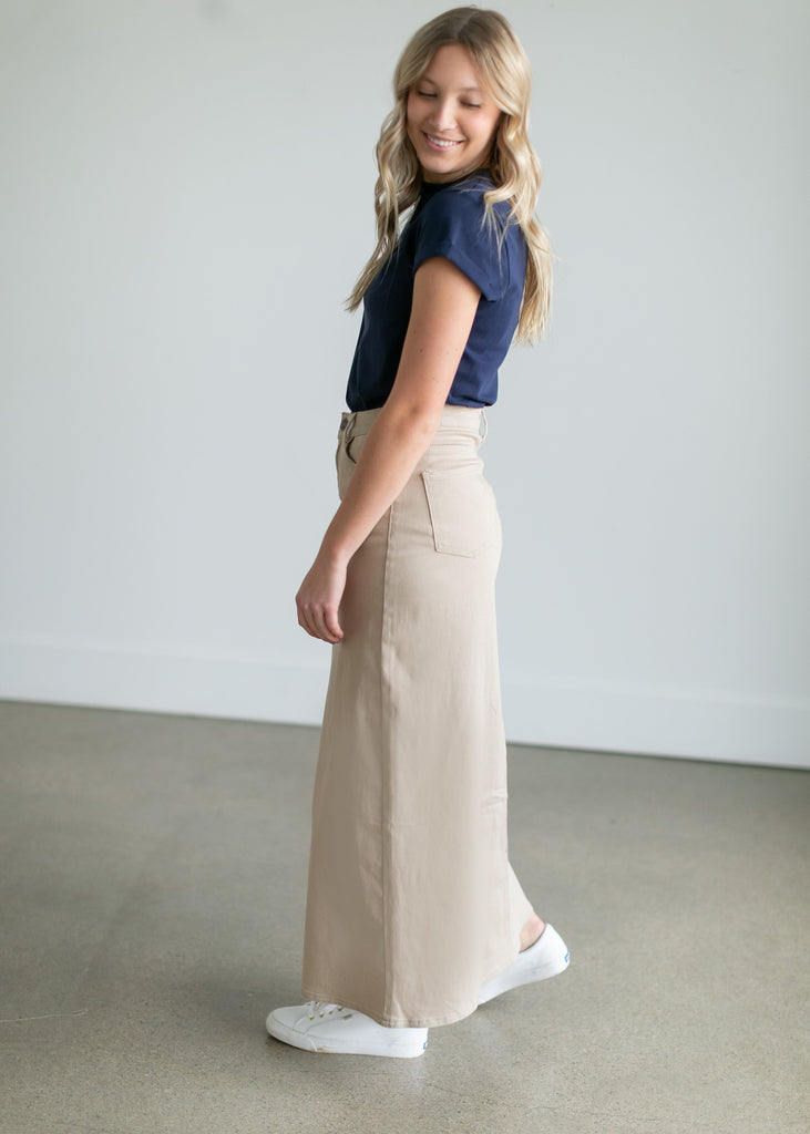 Khaki skirt outlet denim