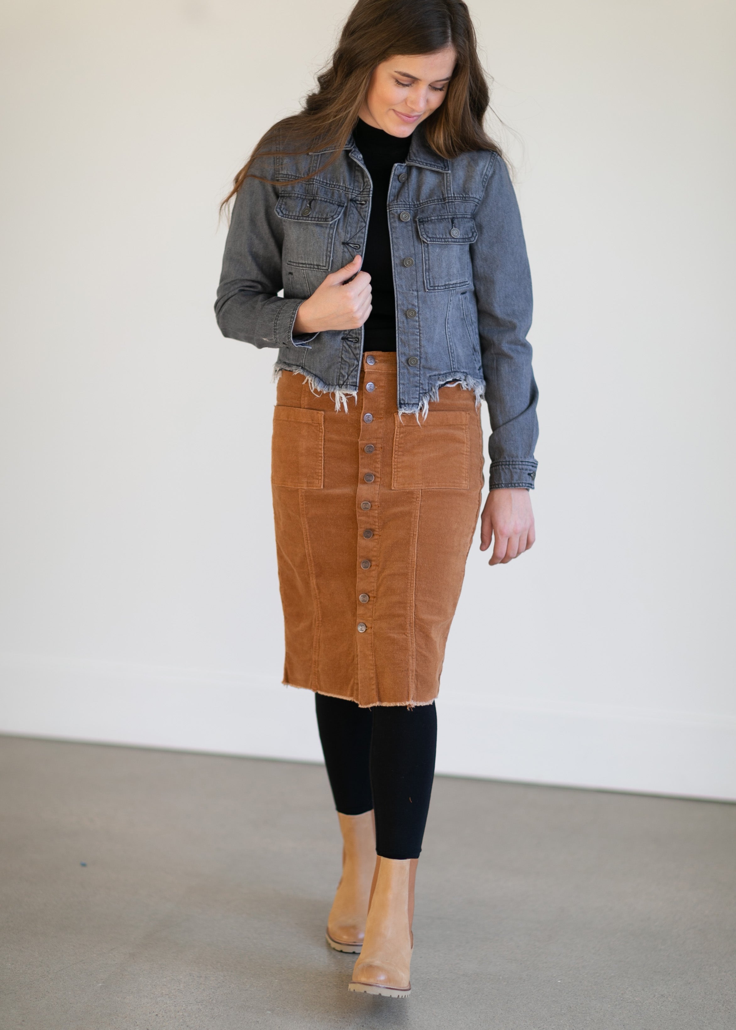 Corduroy sales denim skirt