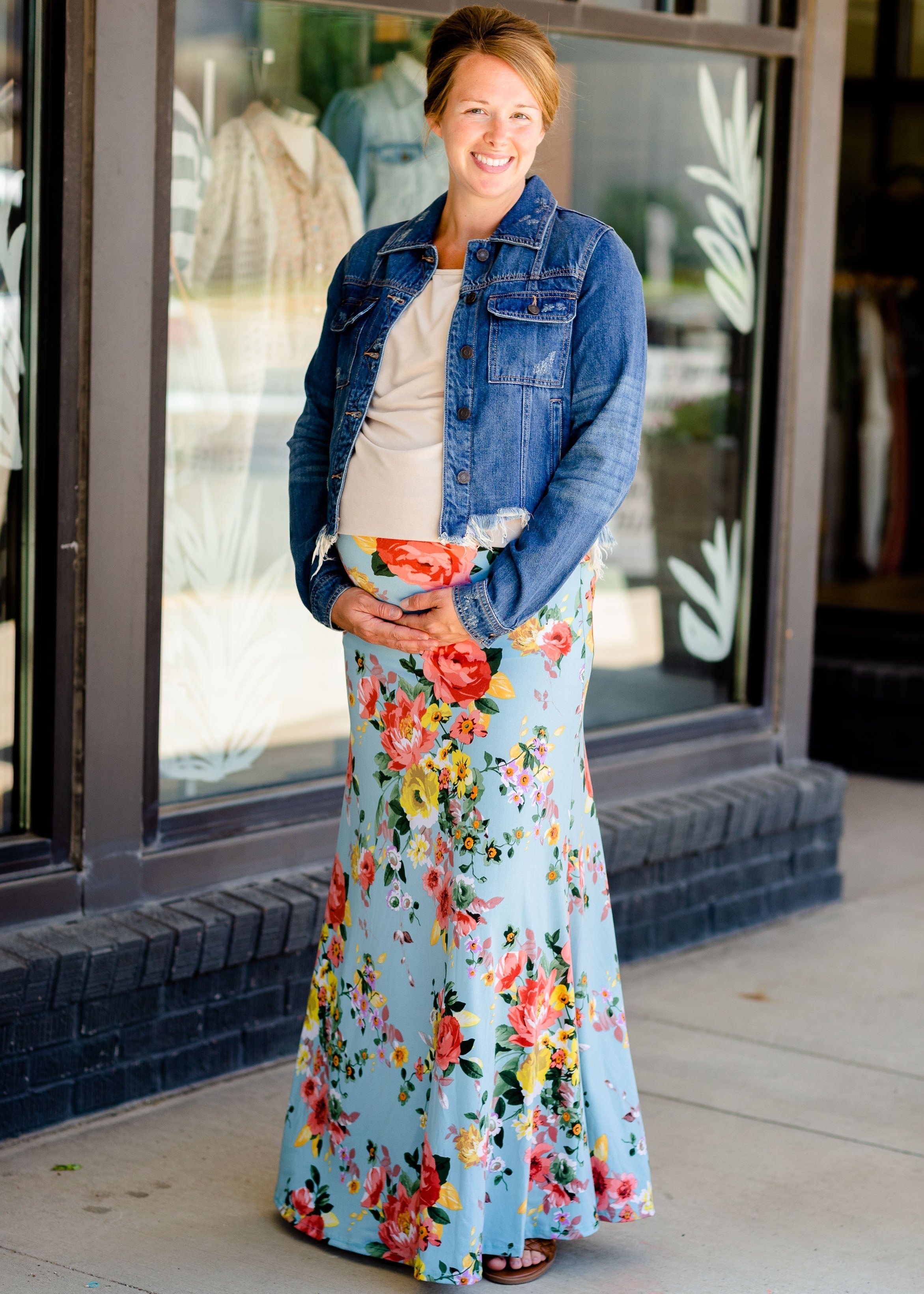 Floral maternity shop maxi skirt