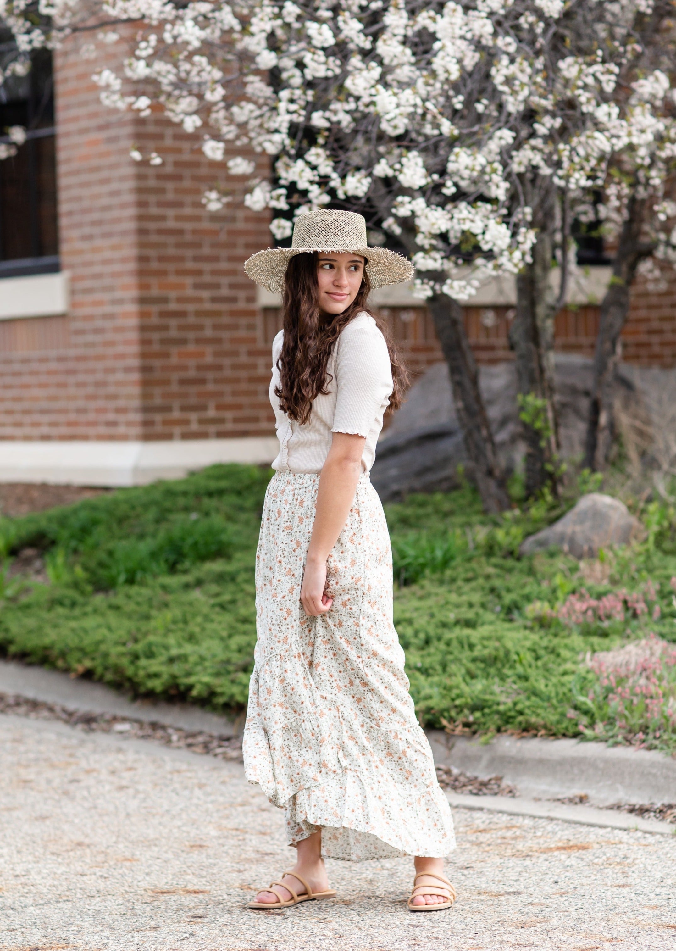 Floral Print Maxi Skirt With Ruffle Detail FINAL SALE Inherit Co