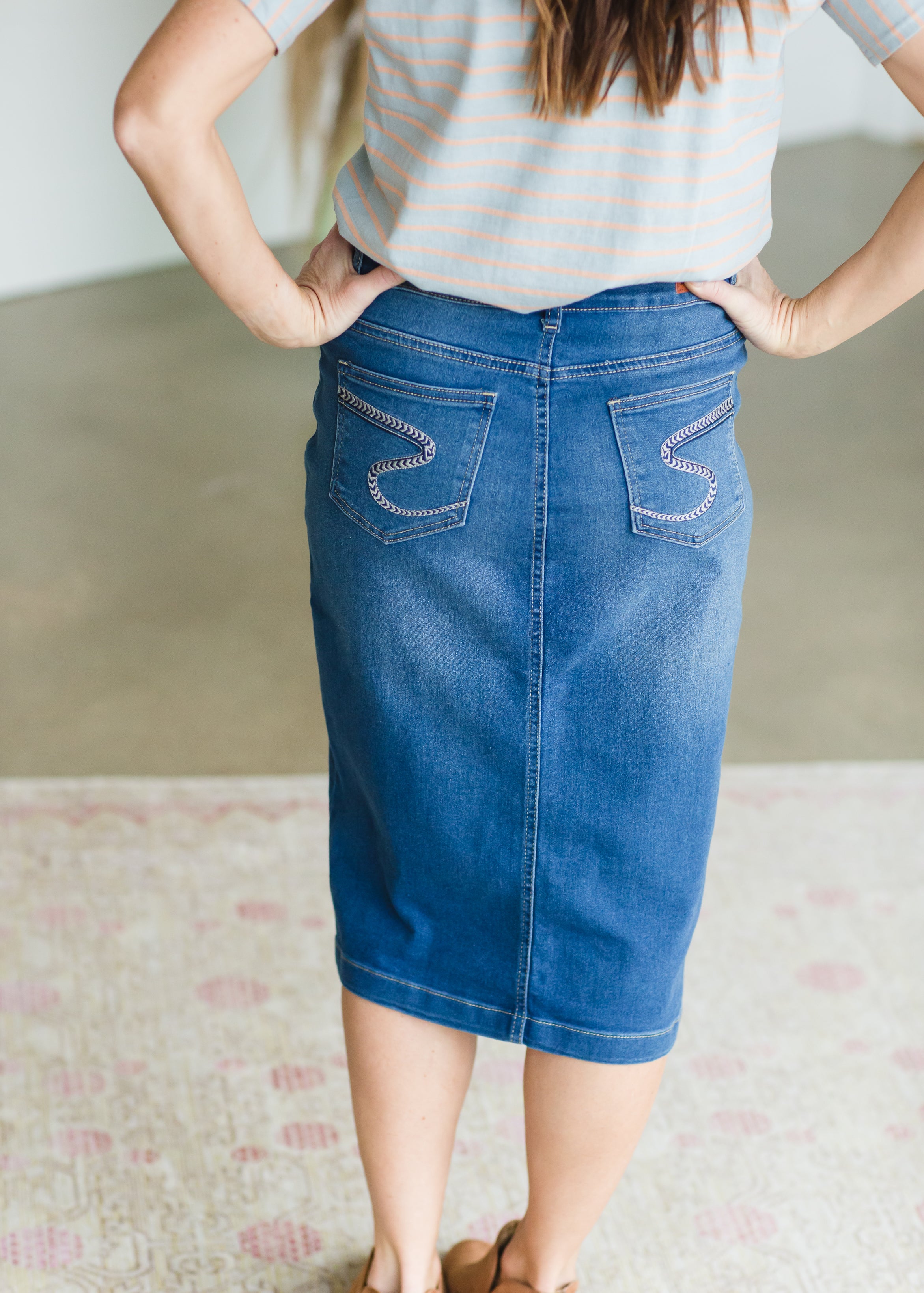 GERsome Womens /Juniors High Waist Below Knee Length Split Denim Skirt in  Pencil Silhouette - Walmart.com