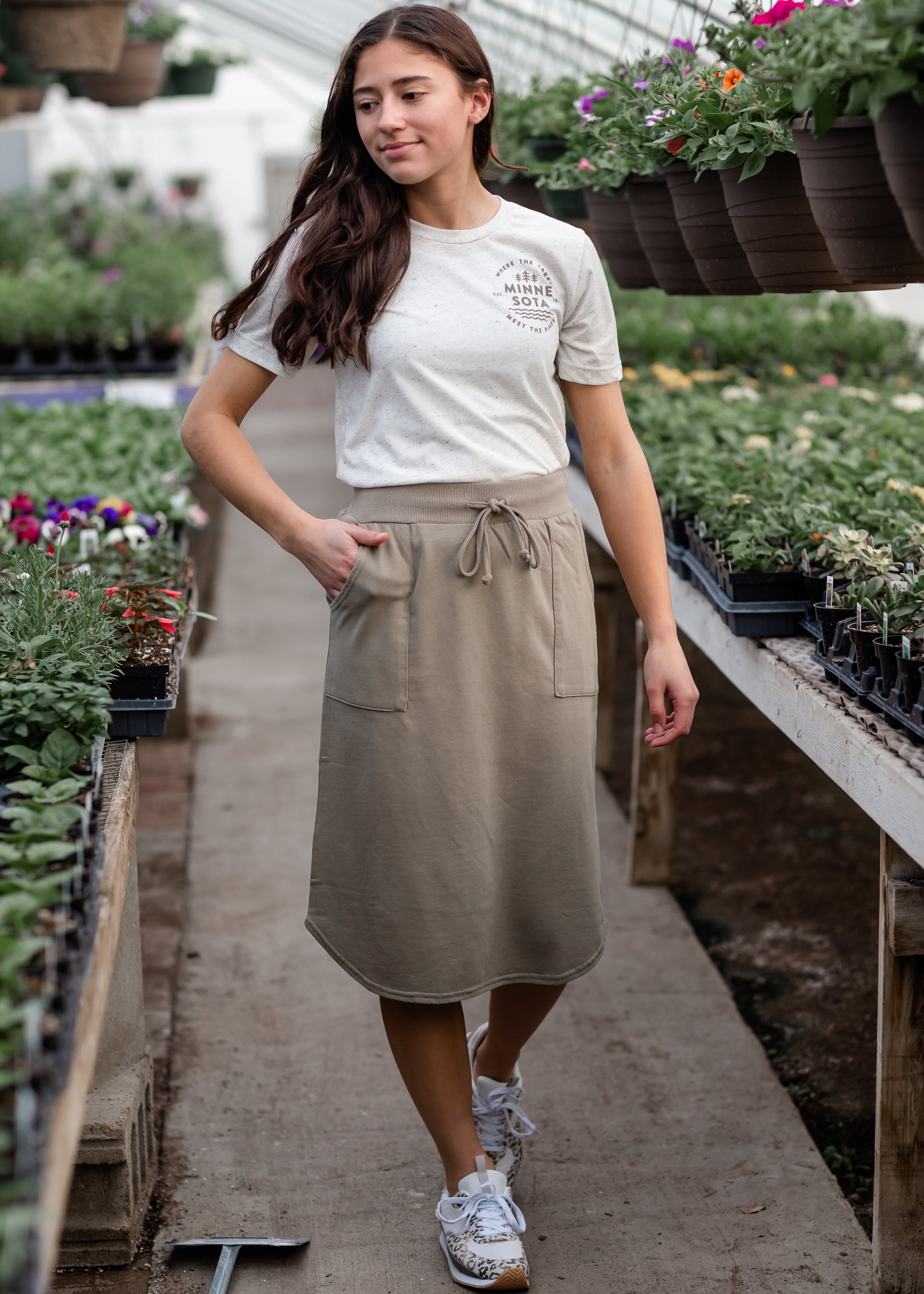 Khaki paperbag hotsell midi skirt