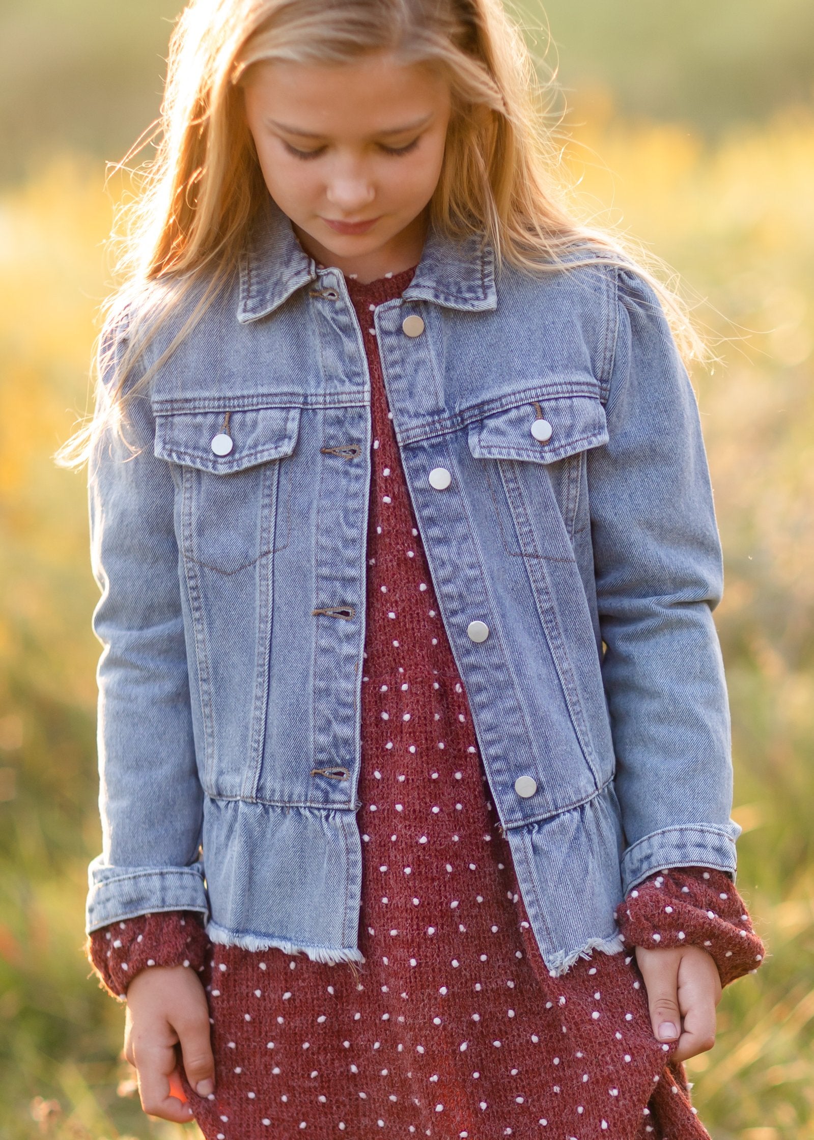 Peplum Ruffle Denim Jacket