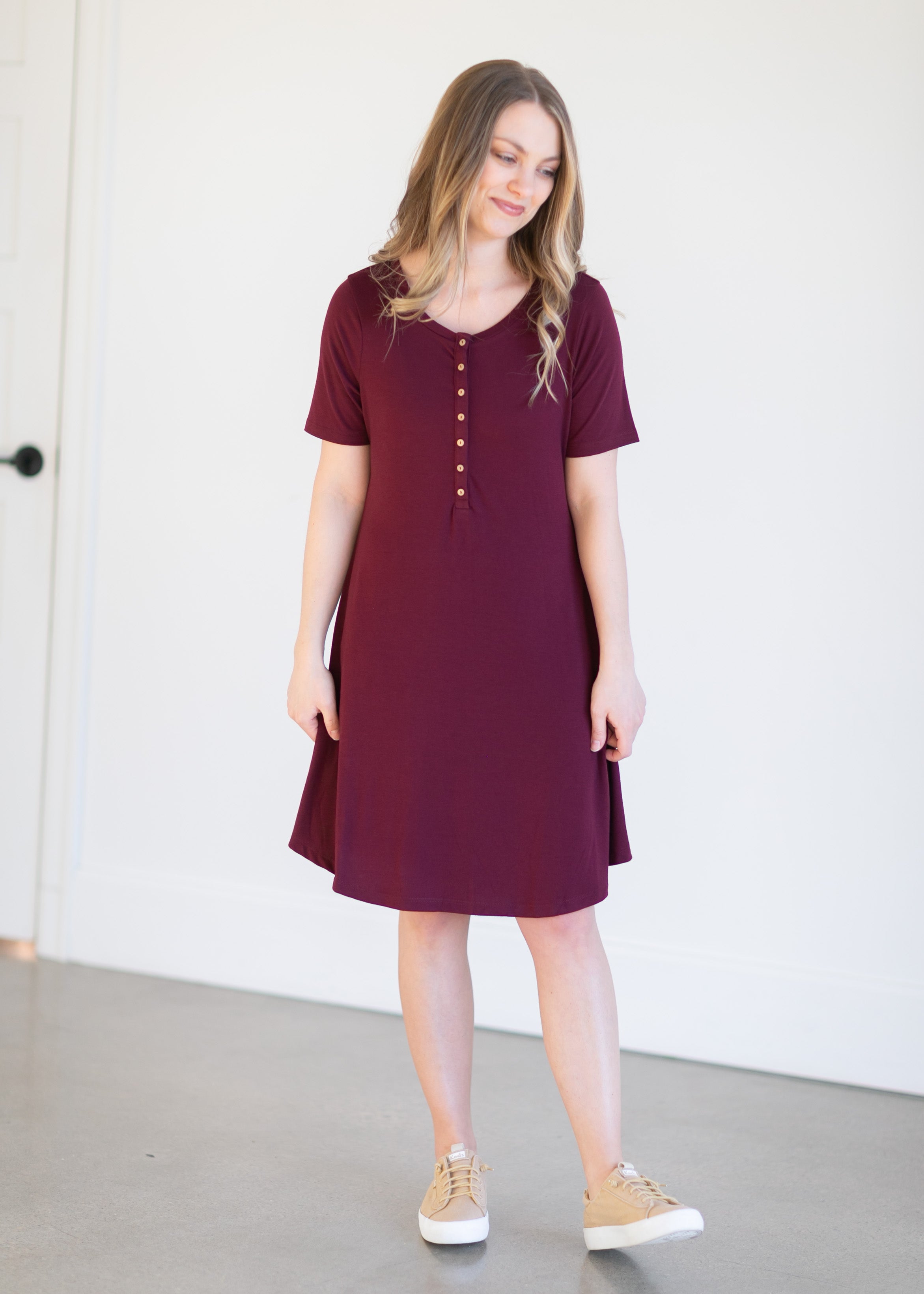 Henley Button Short Sleeve Knit Dress - FINAL SALE – Inherit Co.