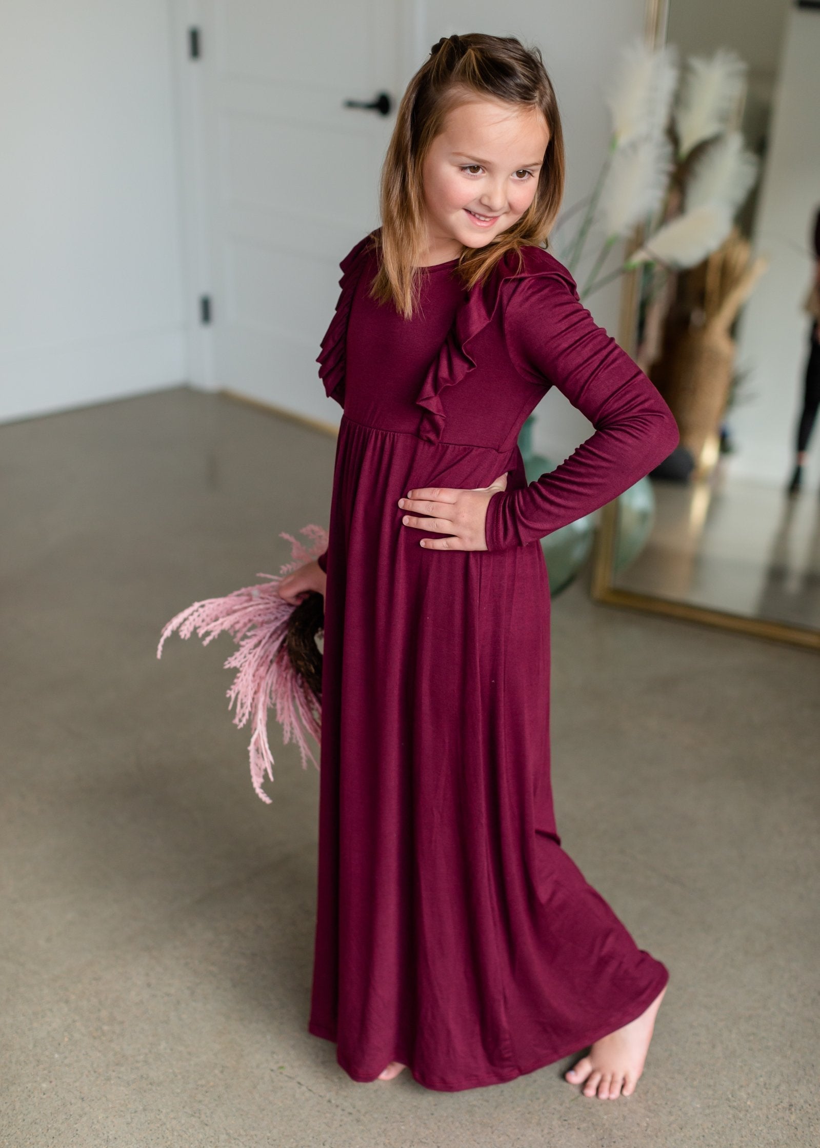 Girls long hotsell sleeve maxi dress