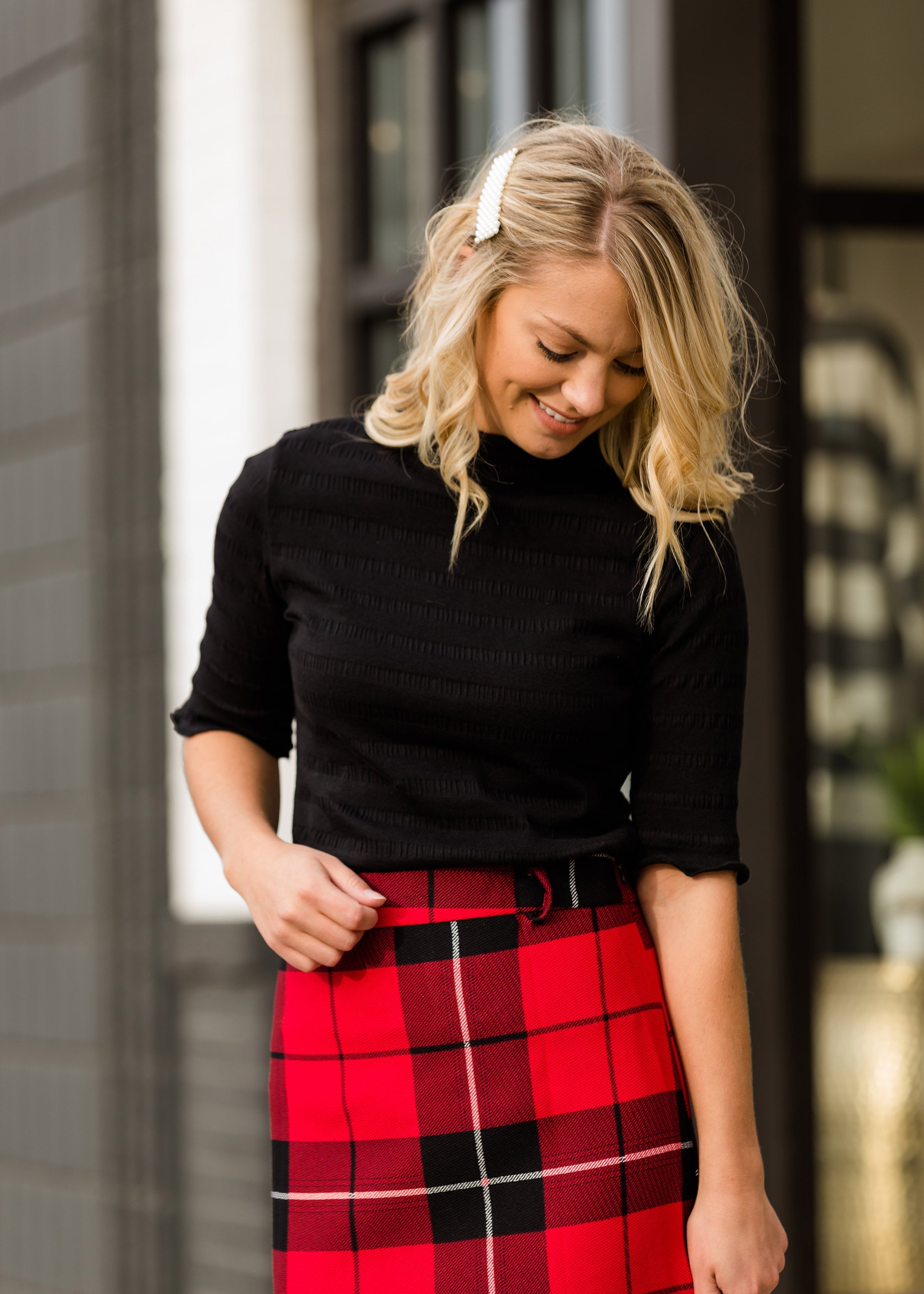 Buffalo plaid hotsell midi skirt