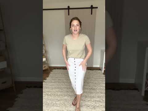 White midi shop skirt video