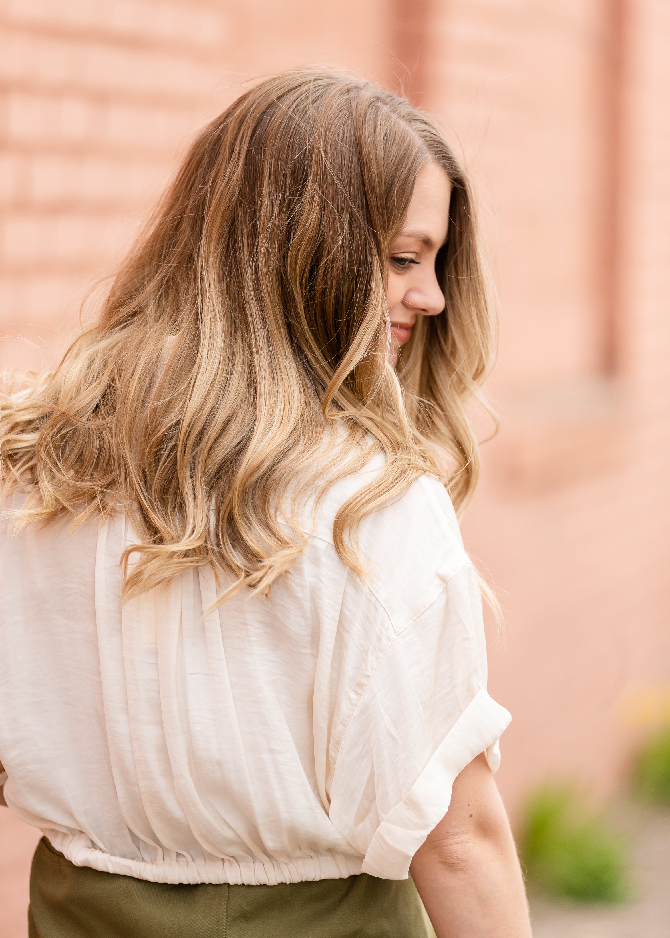 Ivory Button Up Cinched Waist Top - FINAL SALE – Inherit Co.