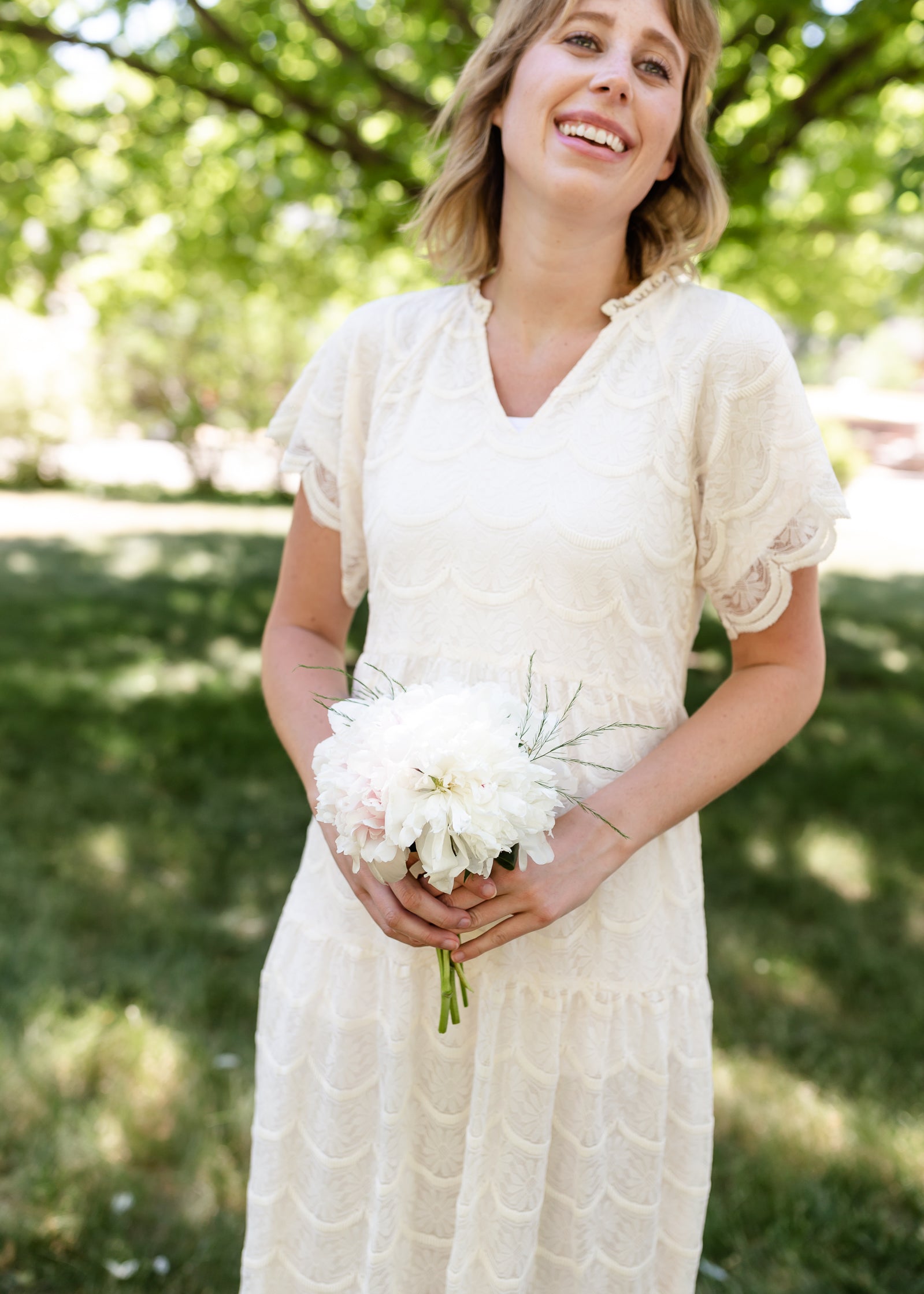 Ivory lace overlay dress sale