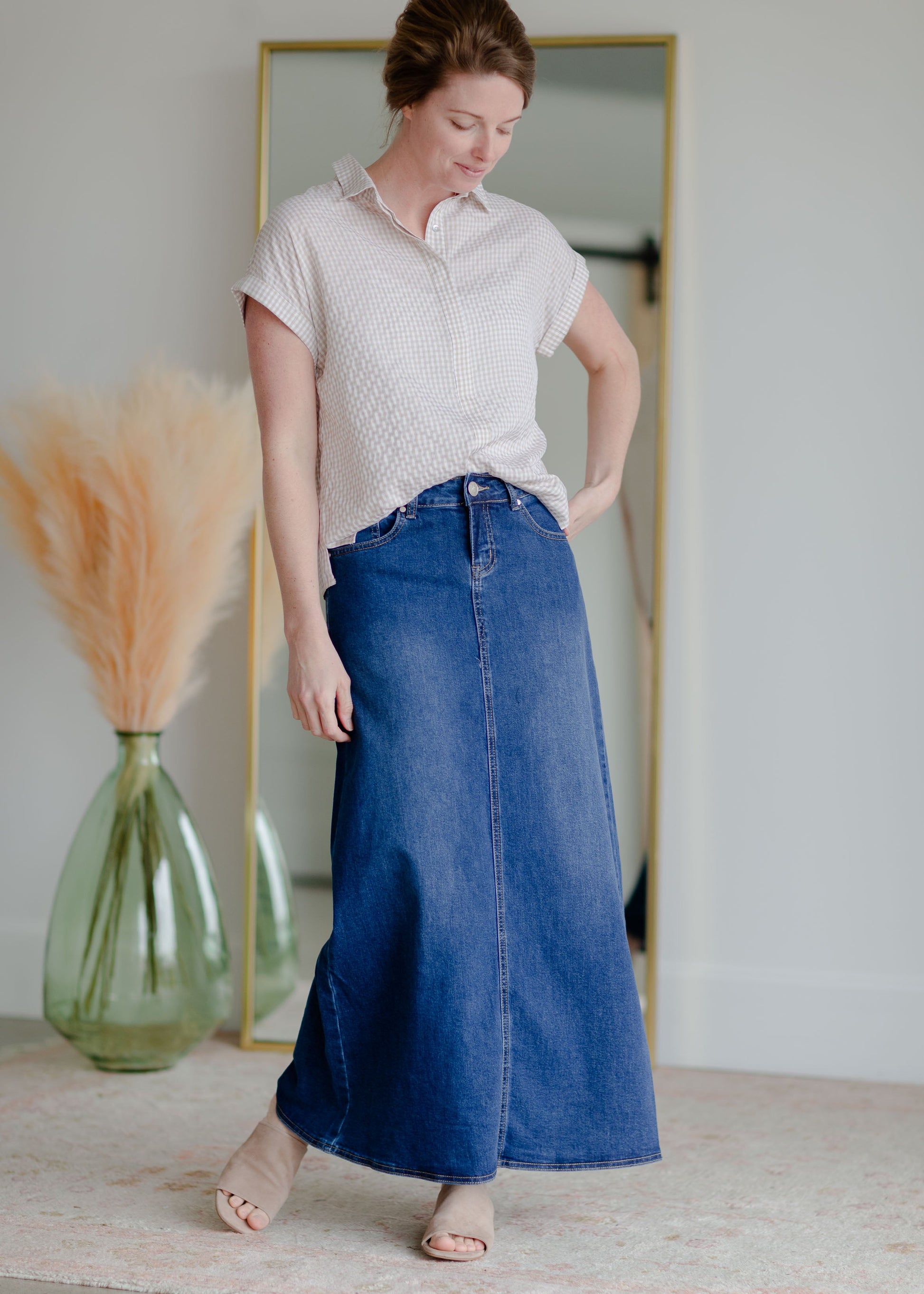 A Line Women Plain Long Denim Skirt, Size: Large at Rs 350/piece