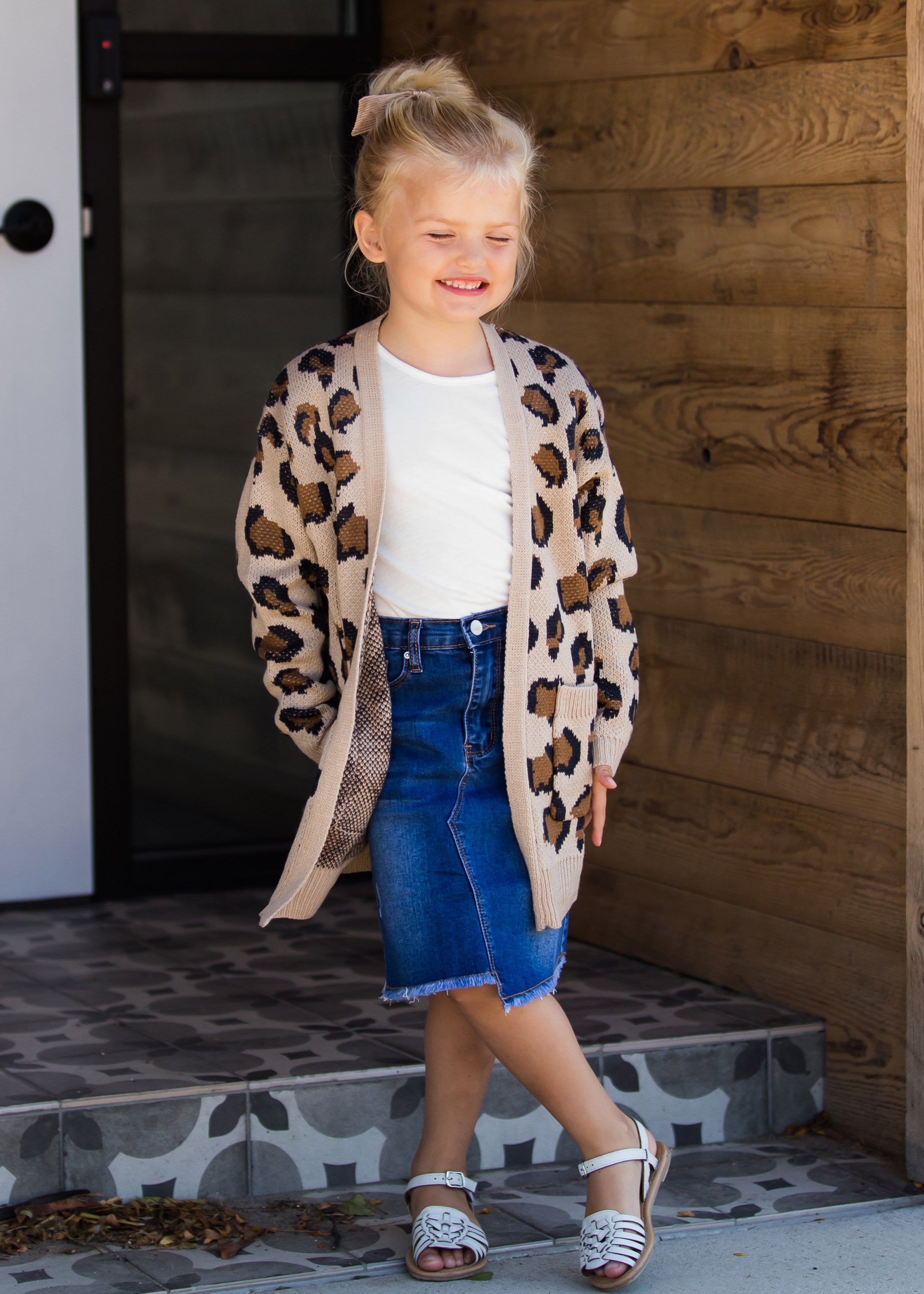 Girls hot sale leopard cardigan