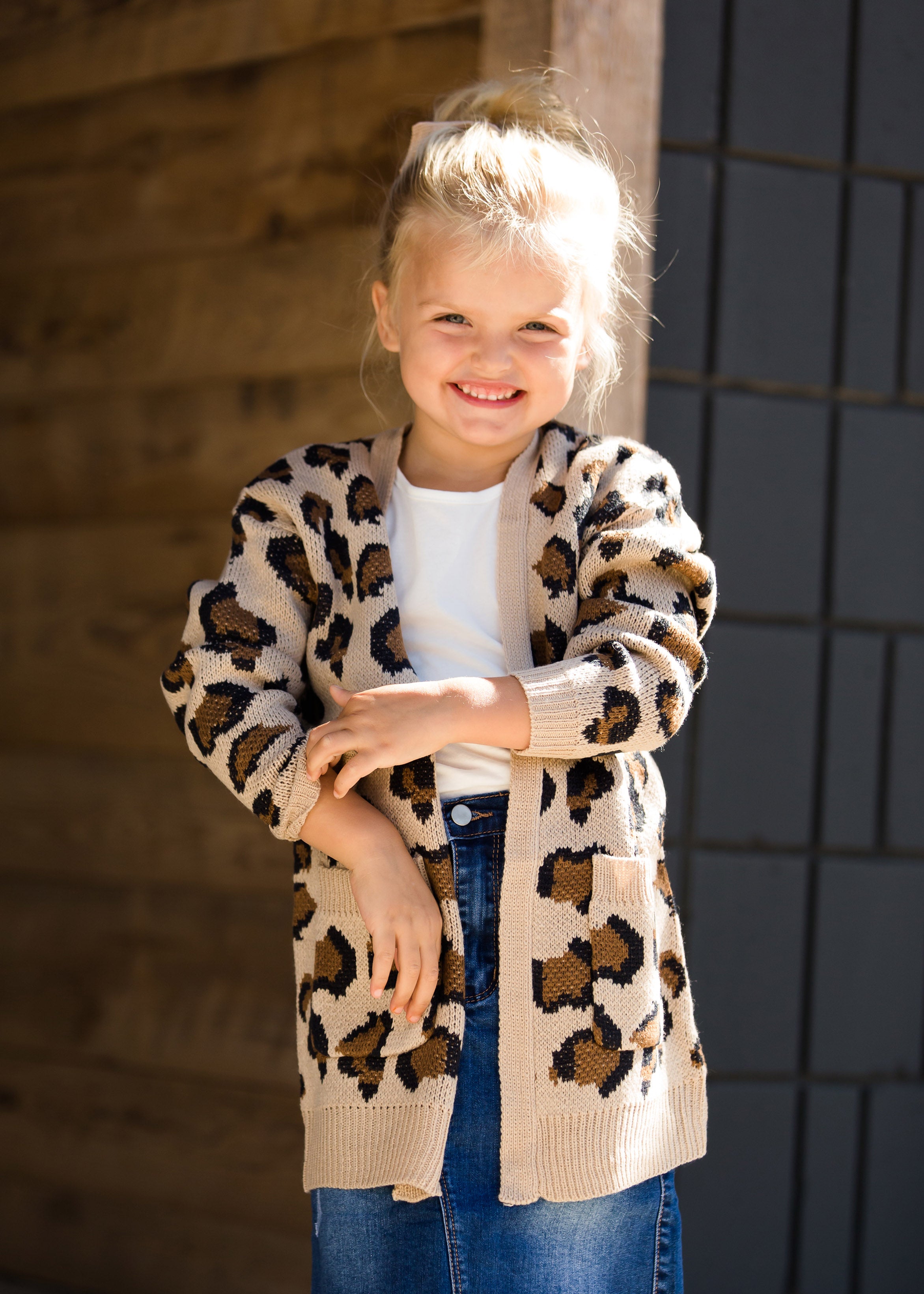 Childrens leopard print discount cardigan