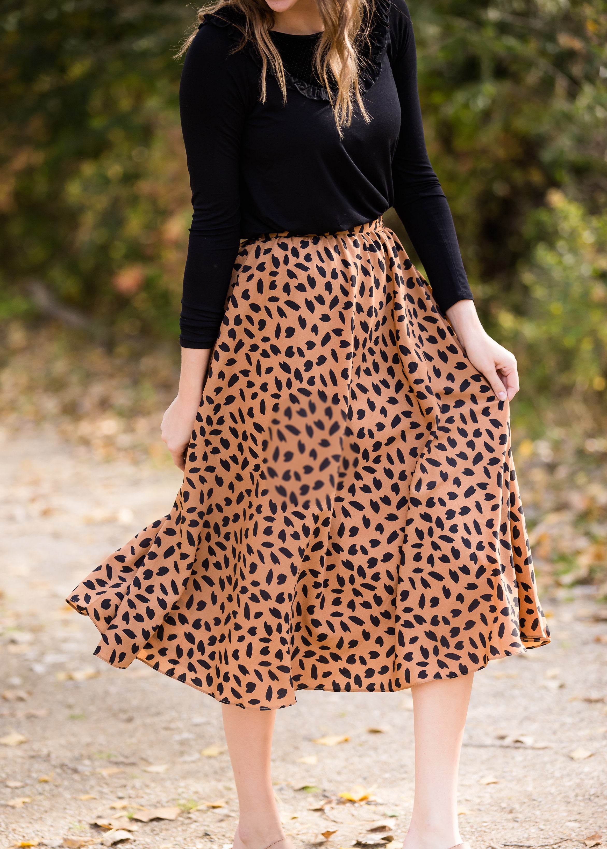 Leopard Print Flowy Midi Skirt FINAL SALE Inherit Co