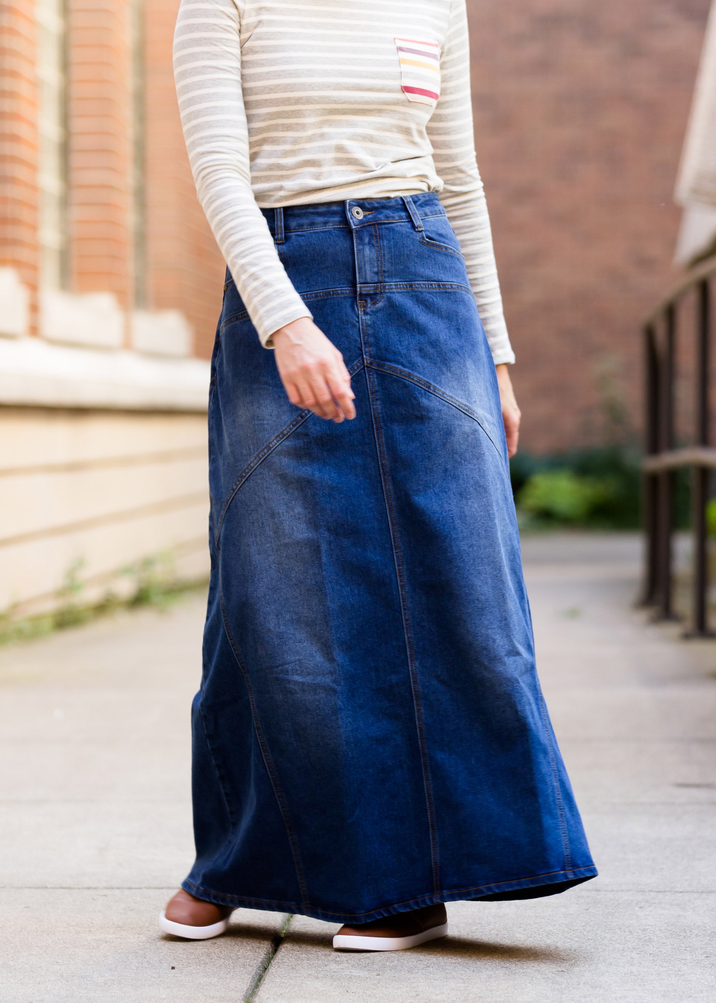 Jean skirt 2024 long sale