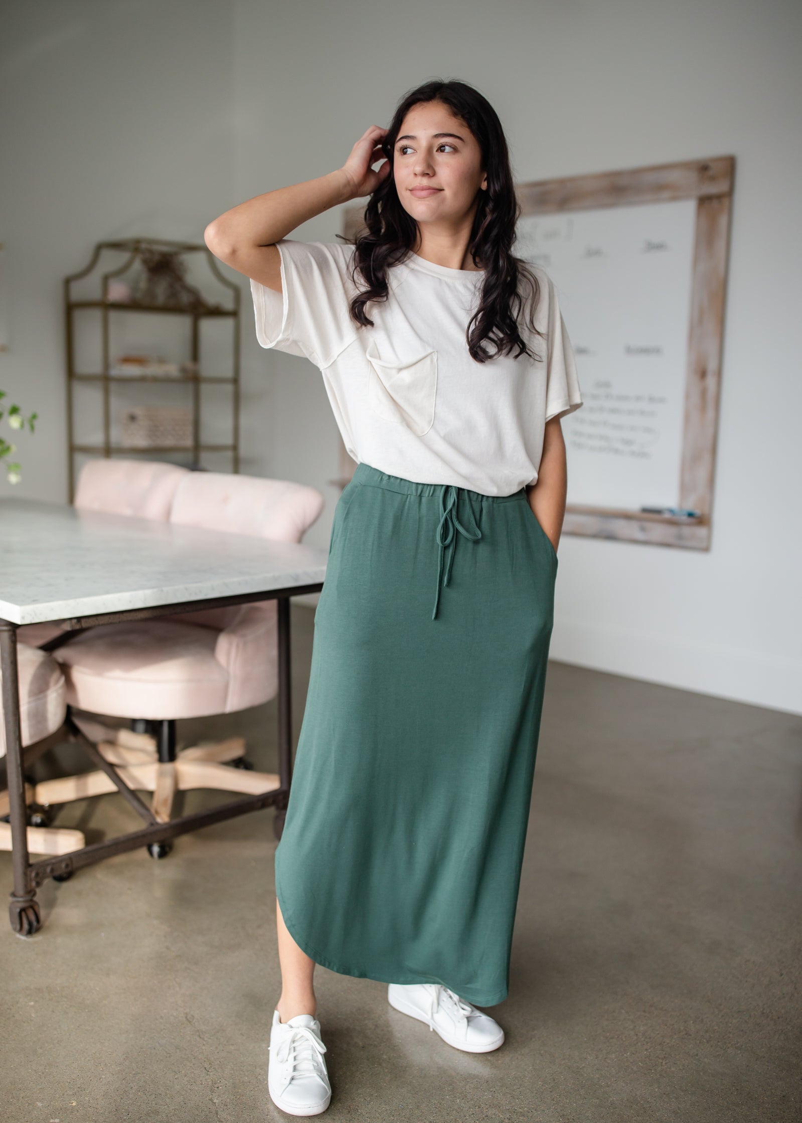 Mila Linen Midi Slip Skirt