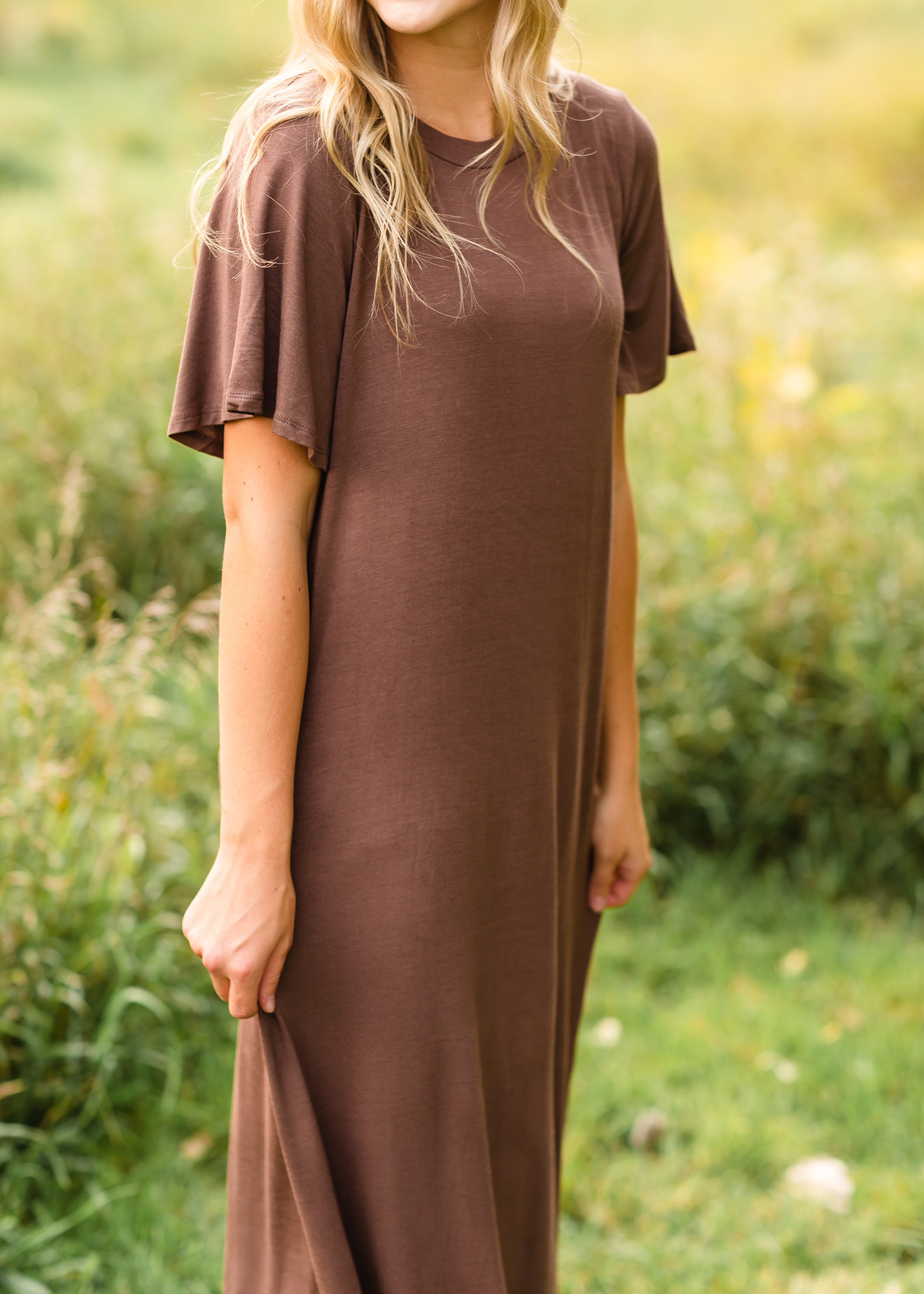 Mocha Bell Sleeve T-Shirt Dress - FINAL SALE – Inherit Co.