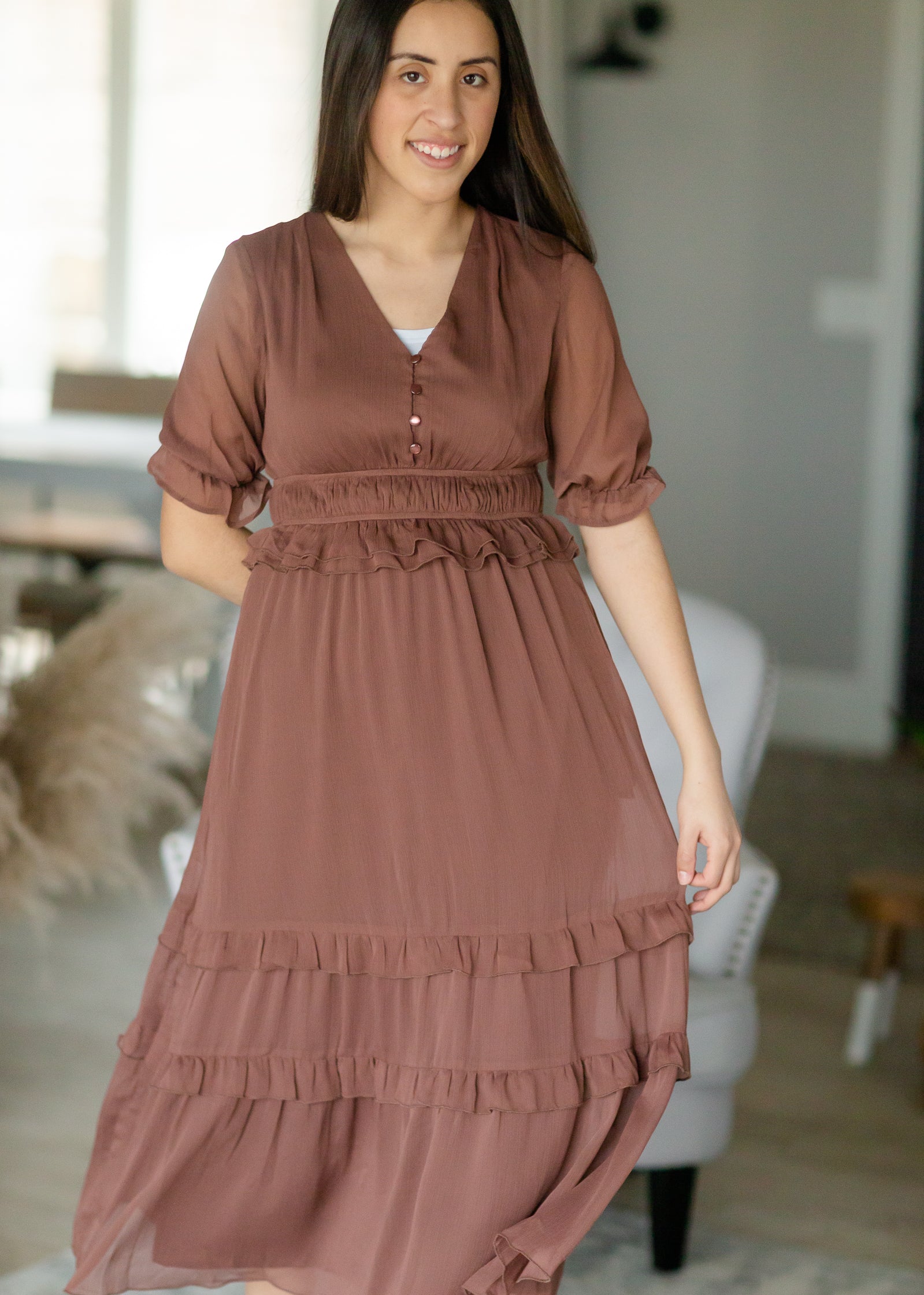 Mocha Chiffon Dresses