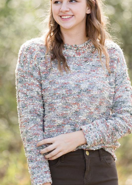 Multi Color Boucle Knit Sweater - FINAL SALE Tops