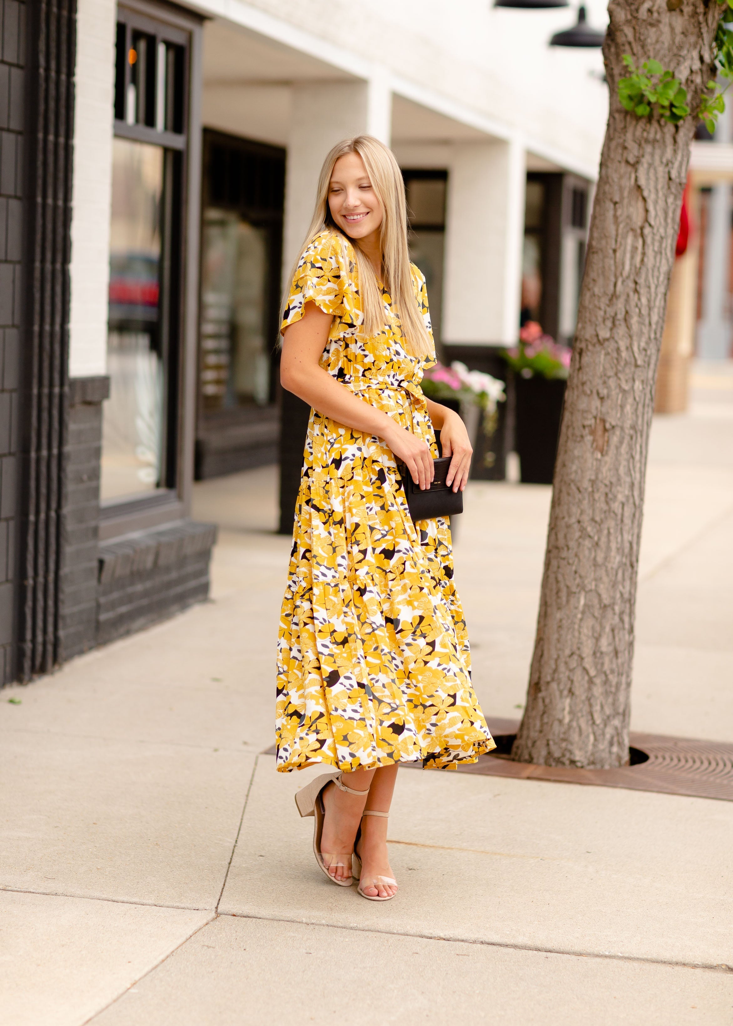 Floral v neck shops midi dress