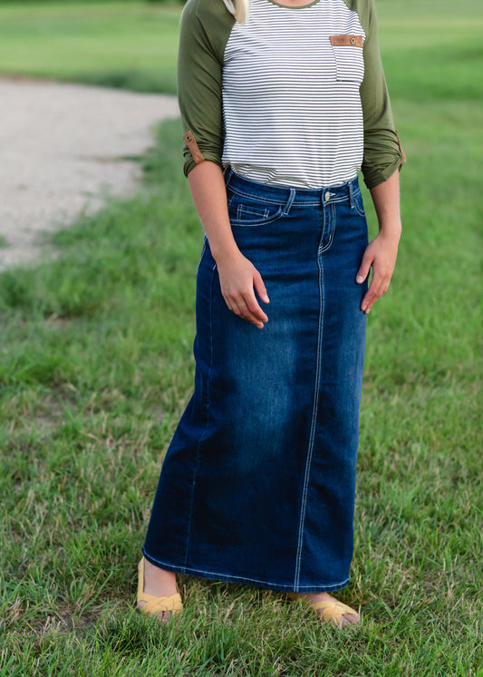 Natalie Dark Denim Long Jean Skirt - FINAL SALE Skirts