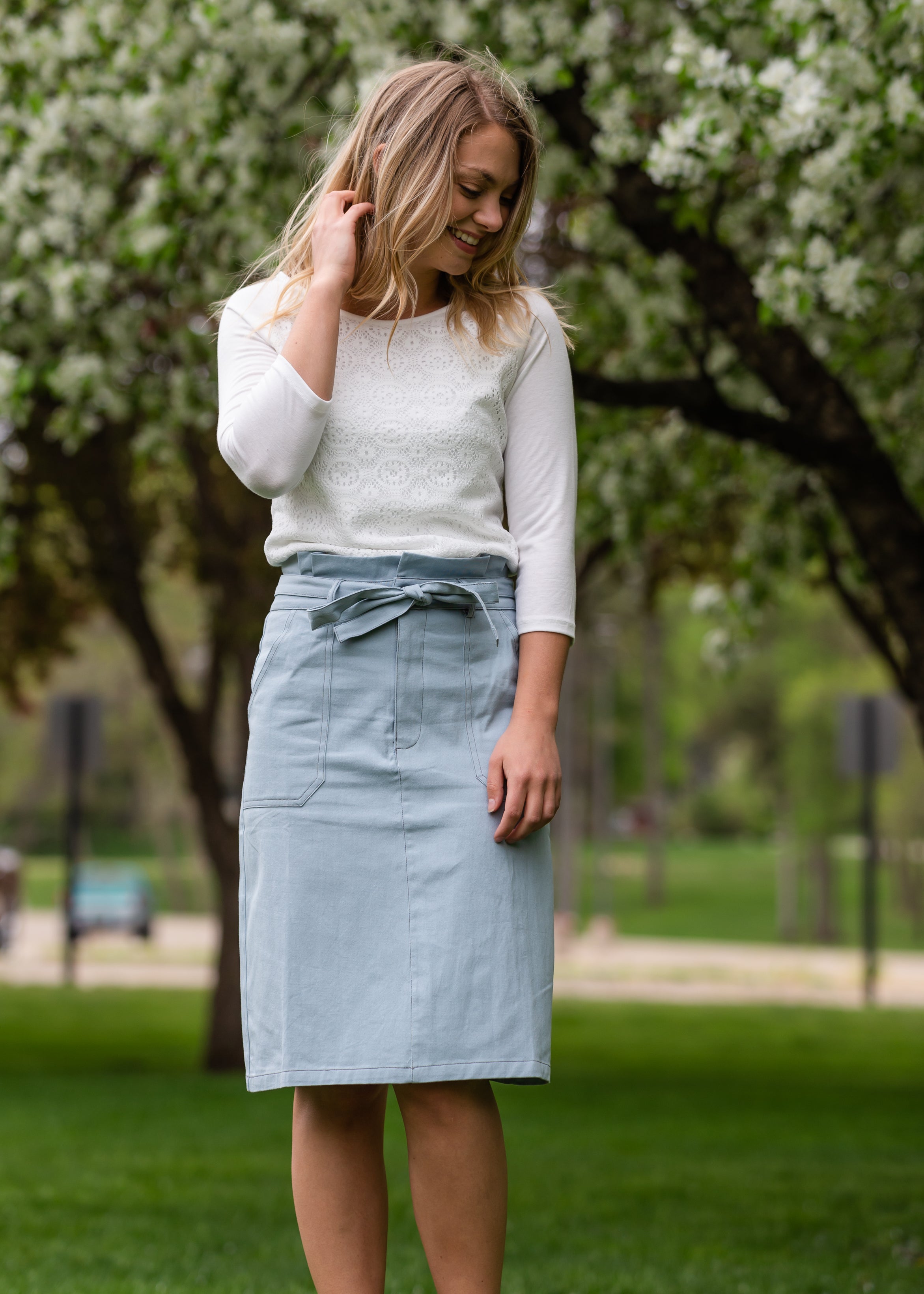 Paper bag fitted skirt sale