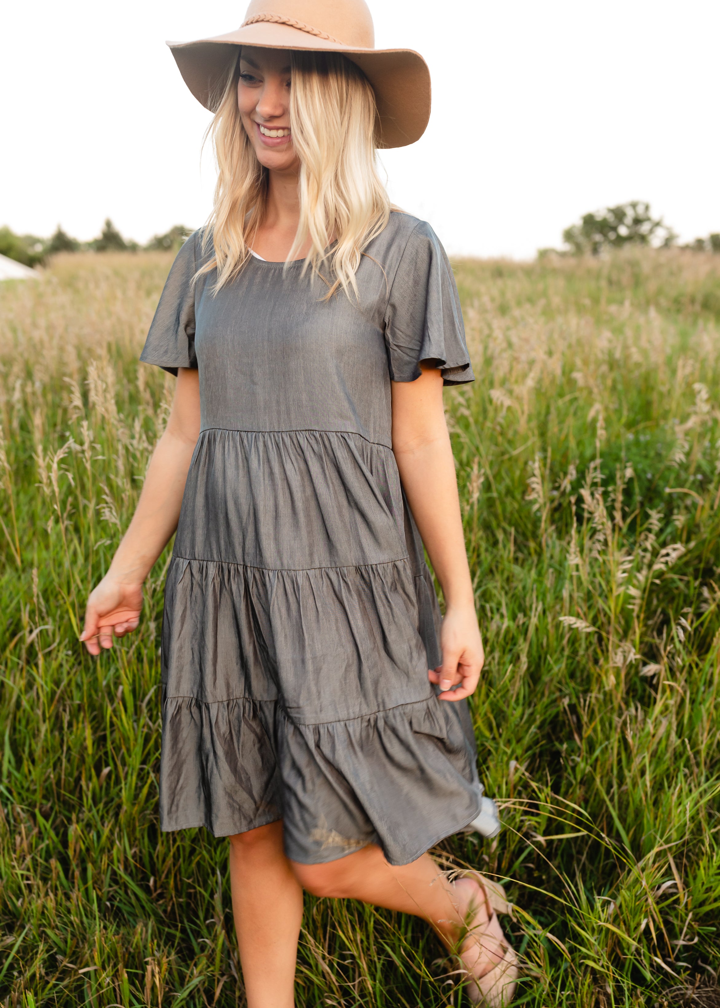 Peyton Pine Tiered Midi Dress - FINAL SALE – Inherit Co.